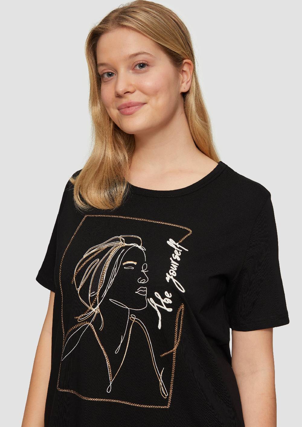 S.Oliver T-Shirt mit Stickerei-Artwork Großer Ausverkauf