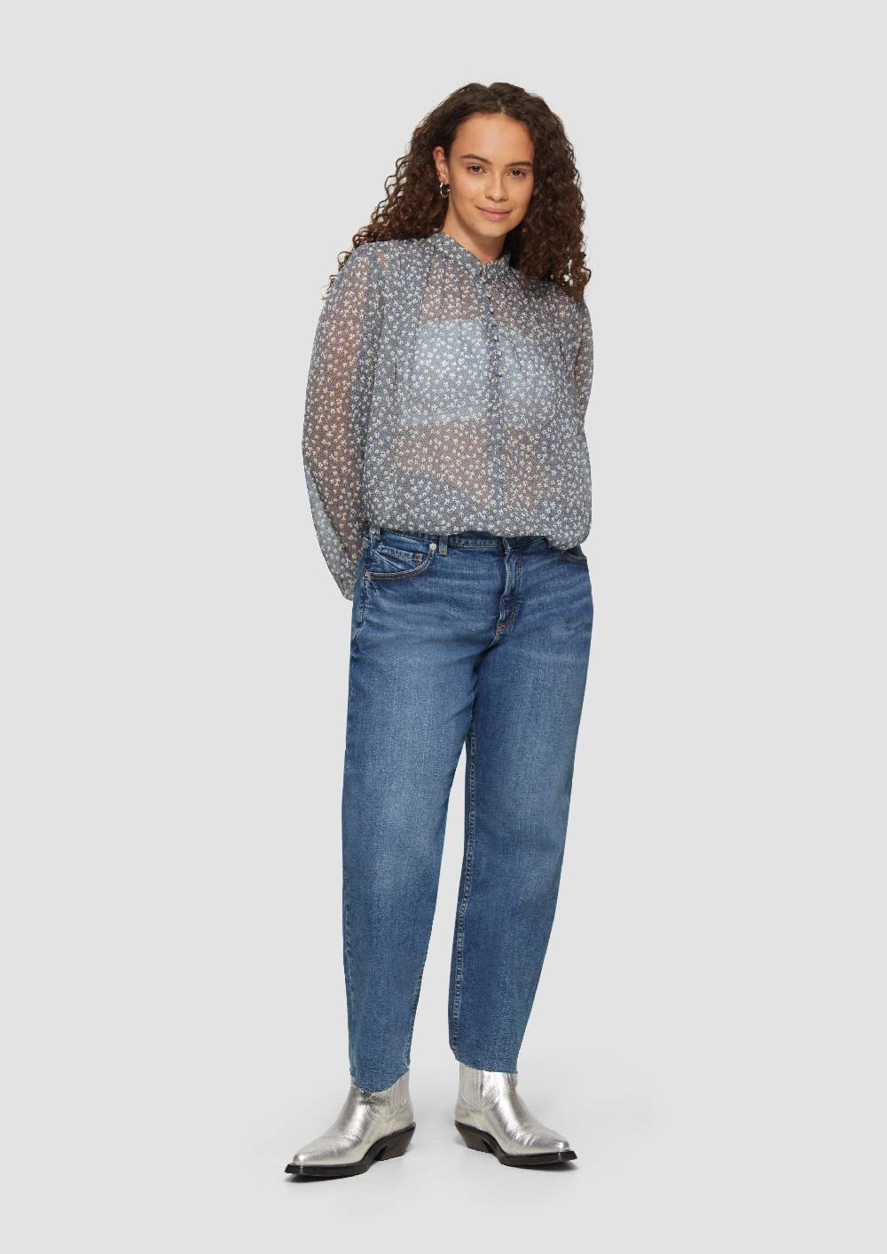 S.Oliver Leicht transparente Chiffonbluse mit Puffärmeln Online Outlet