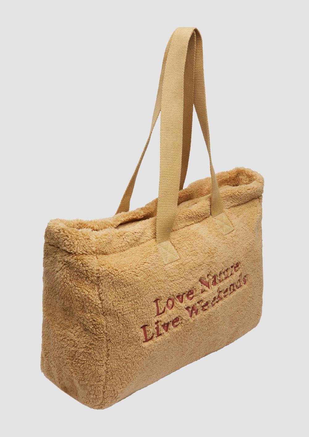 S.Oliver Shopper aus Teddyplüsch mit Stickerei Sonderangebot