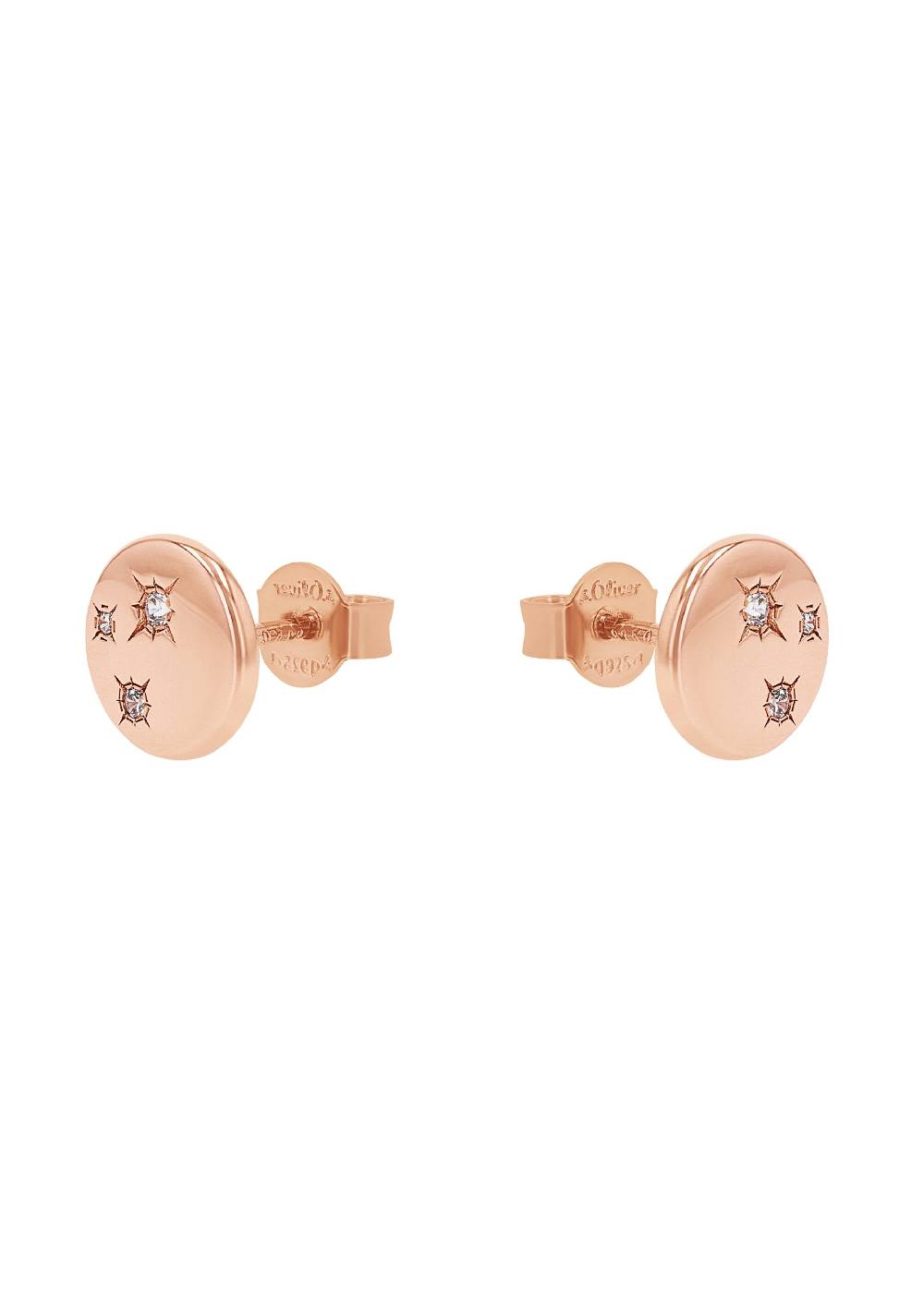 S.Oliver rosévergoldete Silber-Ohrstecker mit Stern-motiv Große Rabatte