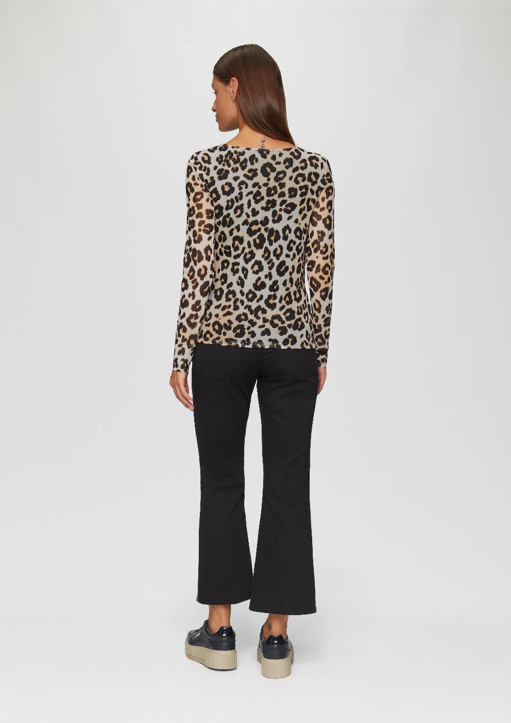 S.Oliver Mesh-Shirt mit asymmetrischer Raffung und Leo-Print Bis zu 60% Rabatt