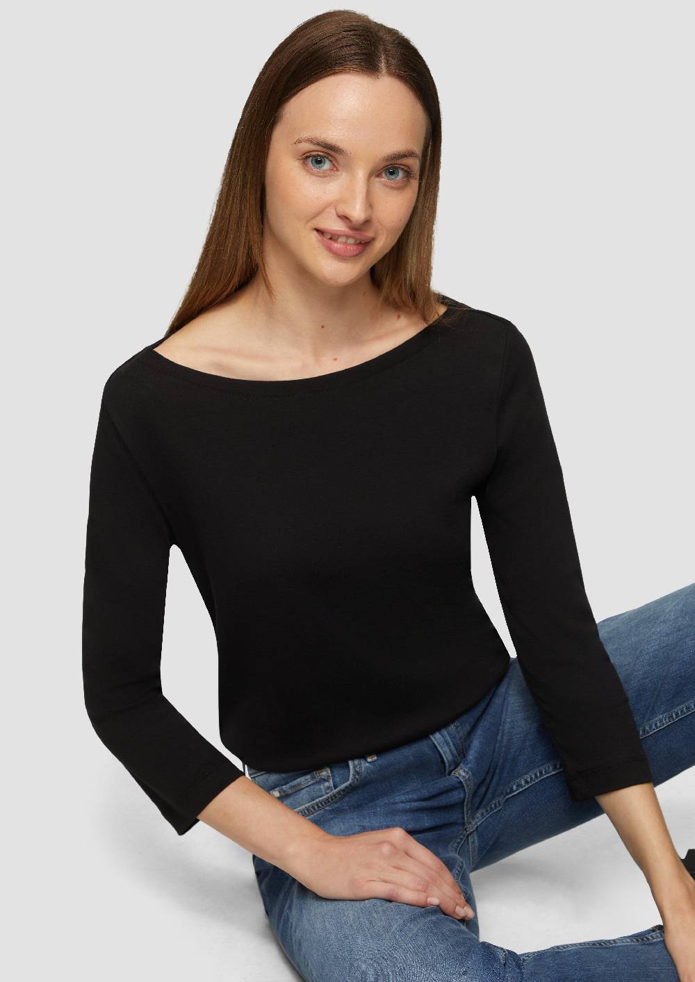 S.Oliver T-Shirt mit 3/4-Arm und U-Boot Ausschnitt Nur noch ein Tag übrig