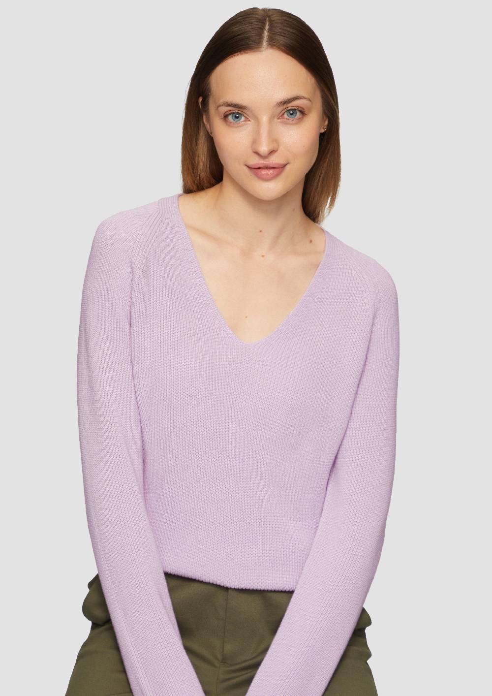 S.Oliver Strickpullover mit V-Ausschnitt und Raglan-Ärmeln Clearance-Verkauf