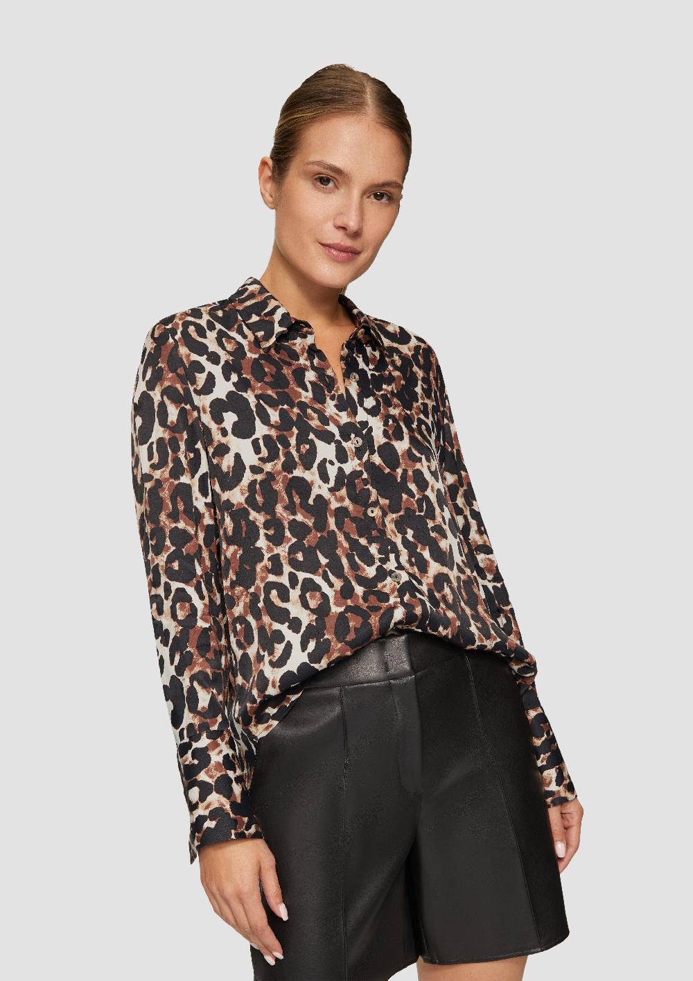 S.Oliver Hemdbluse mit Leo-Print Kostenloser Versand international