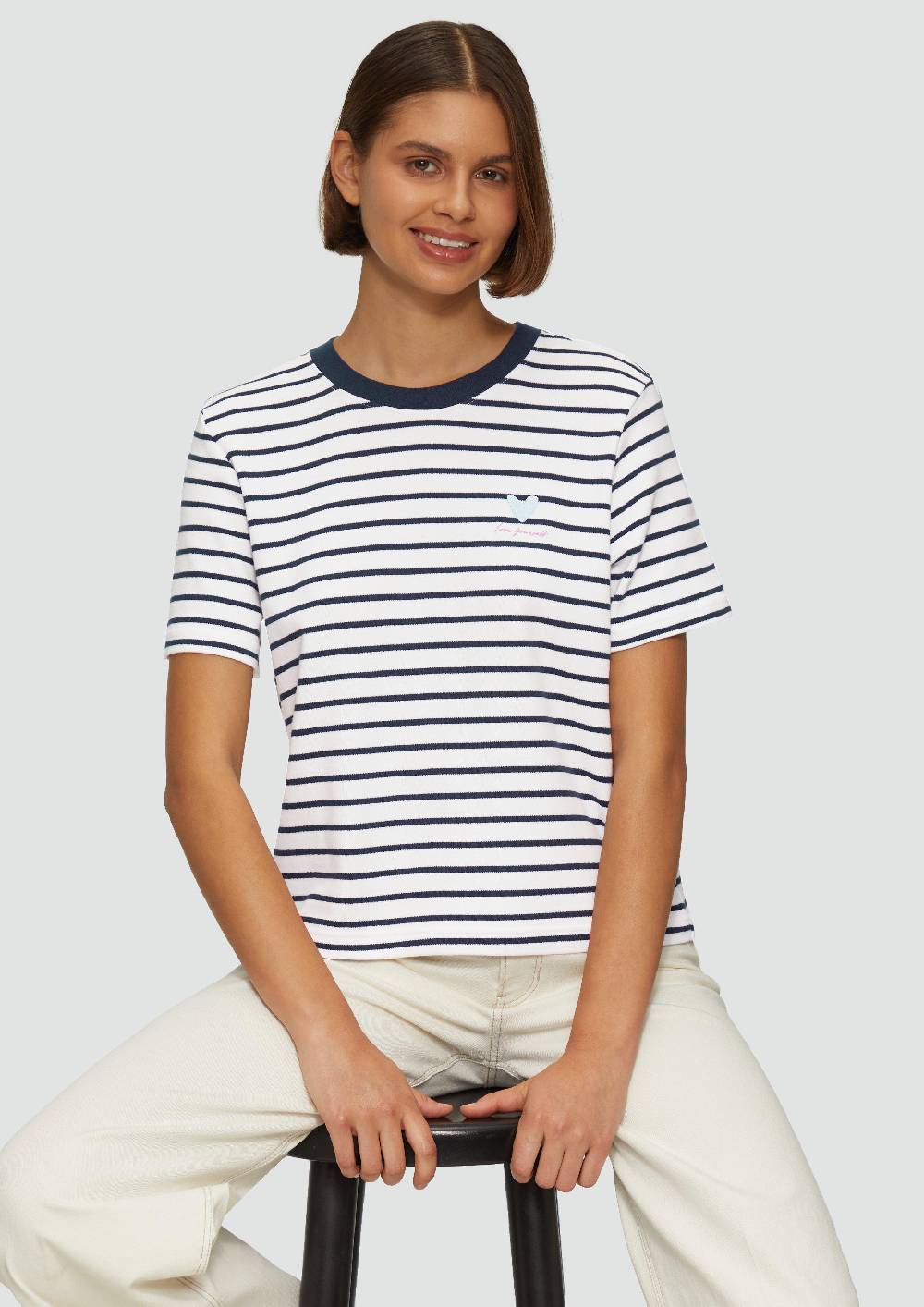 S.Oliver Ringelshirt mit Stickerei Fabrikverkauf