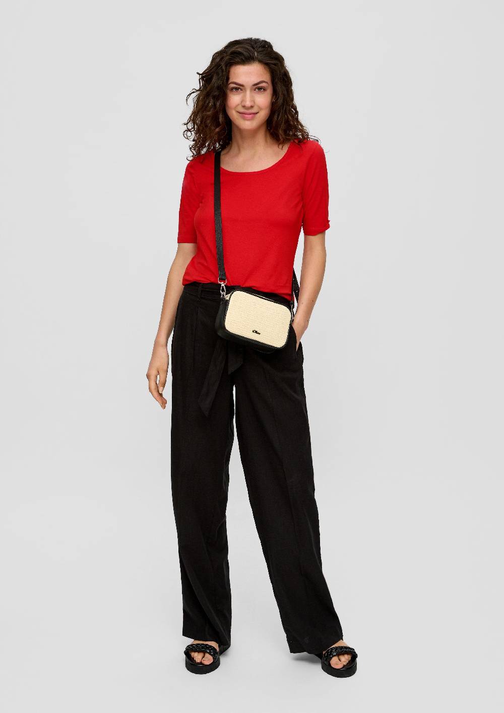 S.Oliver Elastisches Jersey-Shirt mit U-Ausschnitt Fabrik Onlineshop