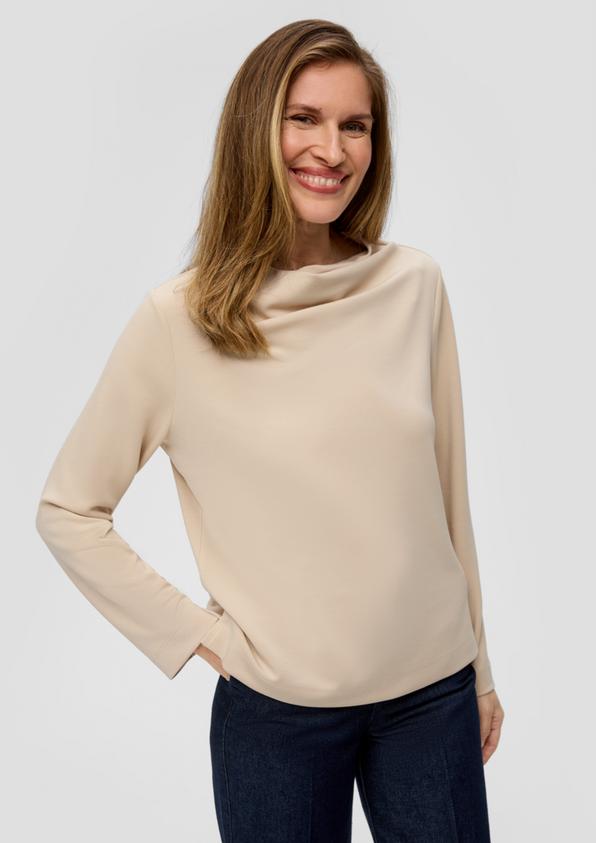 S.Oliver Strickjerseyshirt mit Wasserfall-Ausschnitt Heißer Verkauf