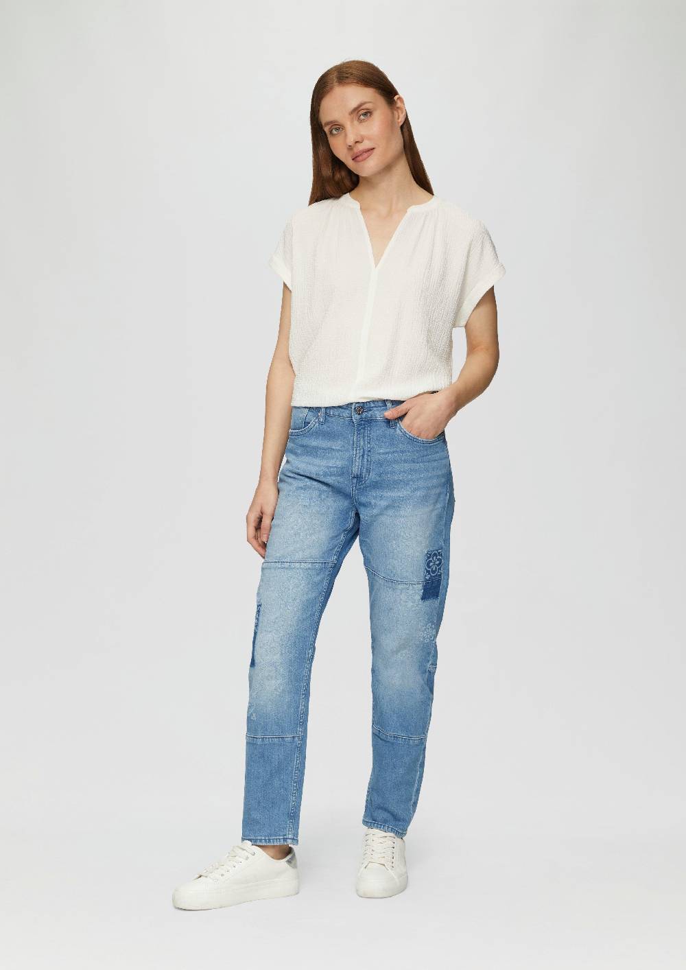 S.Oliver Ankle-Jeans Franciz / Relaxed Fit / Mid Rise / Tapered Leg / Laser-Print Riesige Ersparnisse