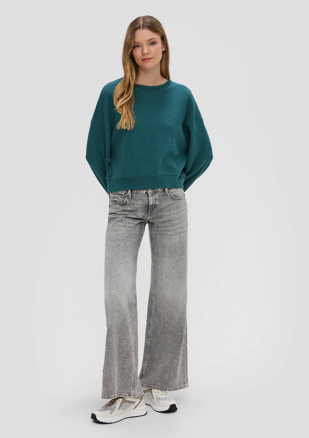 S.Oliver Sweatshirt im Boxy Cut mit Piquéstruktur Begrenzte Freigabe