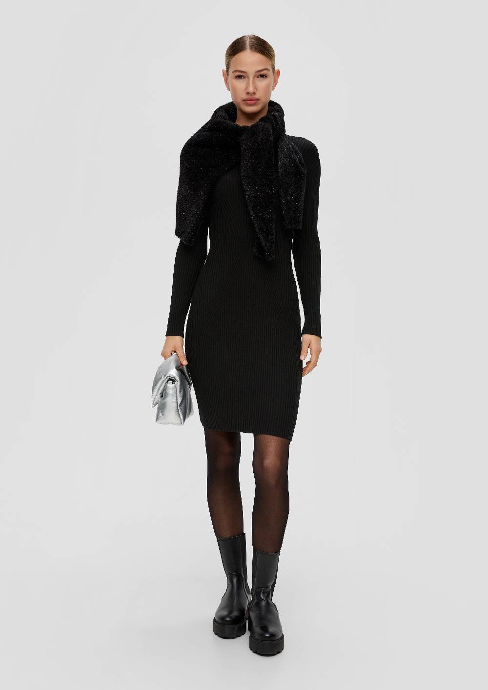S.Oliver Geripptes Strickkleid aus Viskosemix Bis zu 65% Rabatt