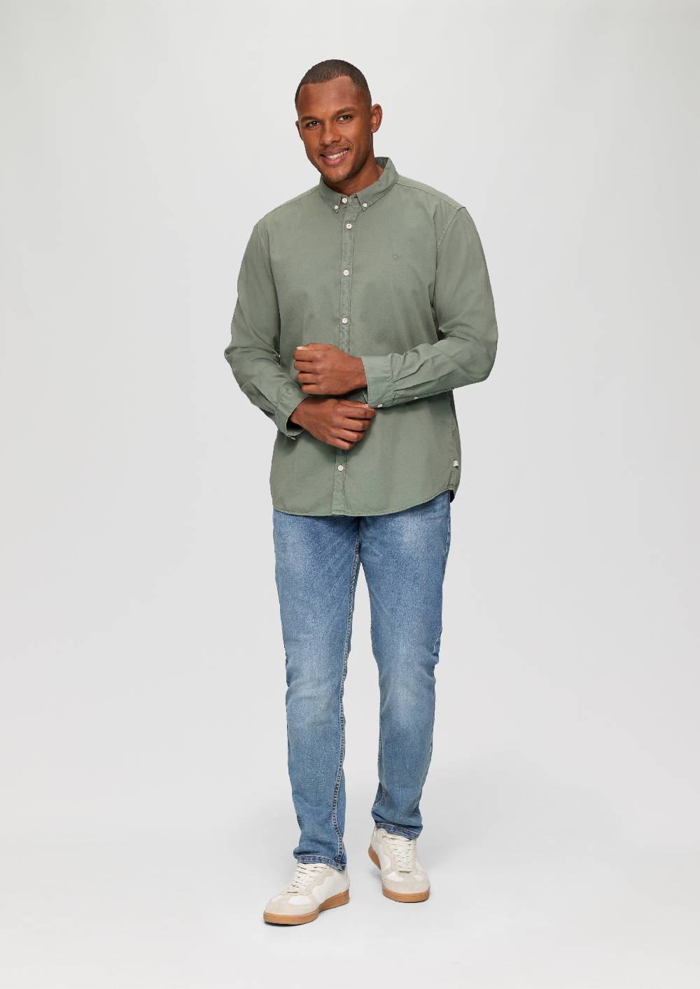 S.Oliver Garment Washed Hemd mit Logo-Stickerei Begrenztes Angebot