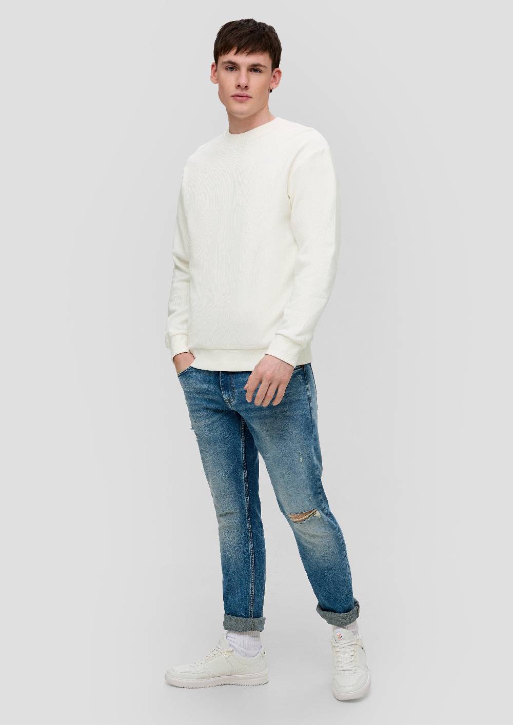 S.Oliver Sweatshirt mit Rippstruktur Top Angebot