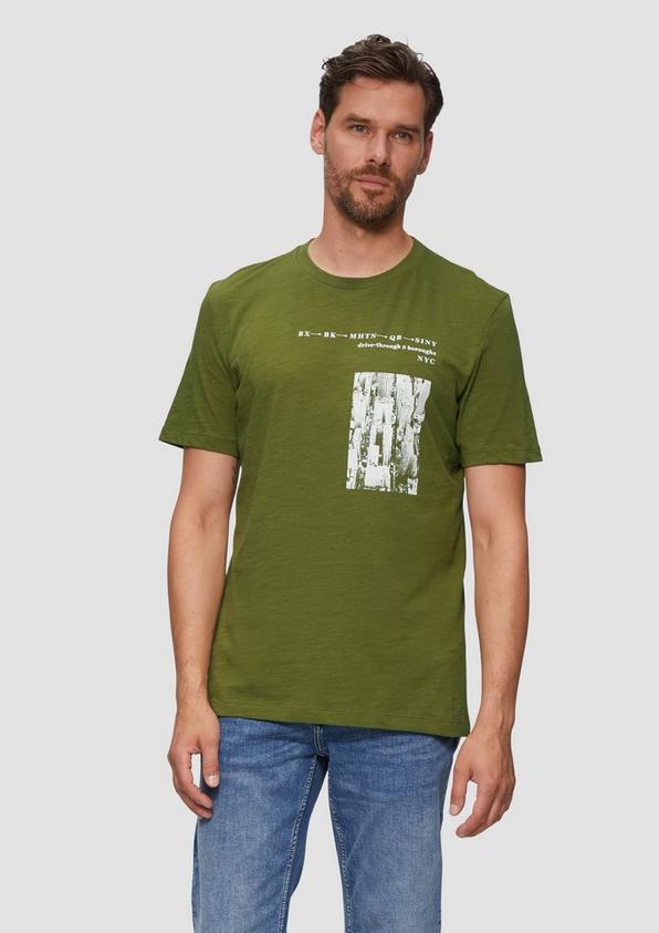 S.Oliver Printshirt aus Baumwolle mit Flammgarnstruktur Tiefpreis