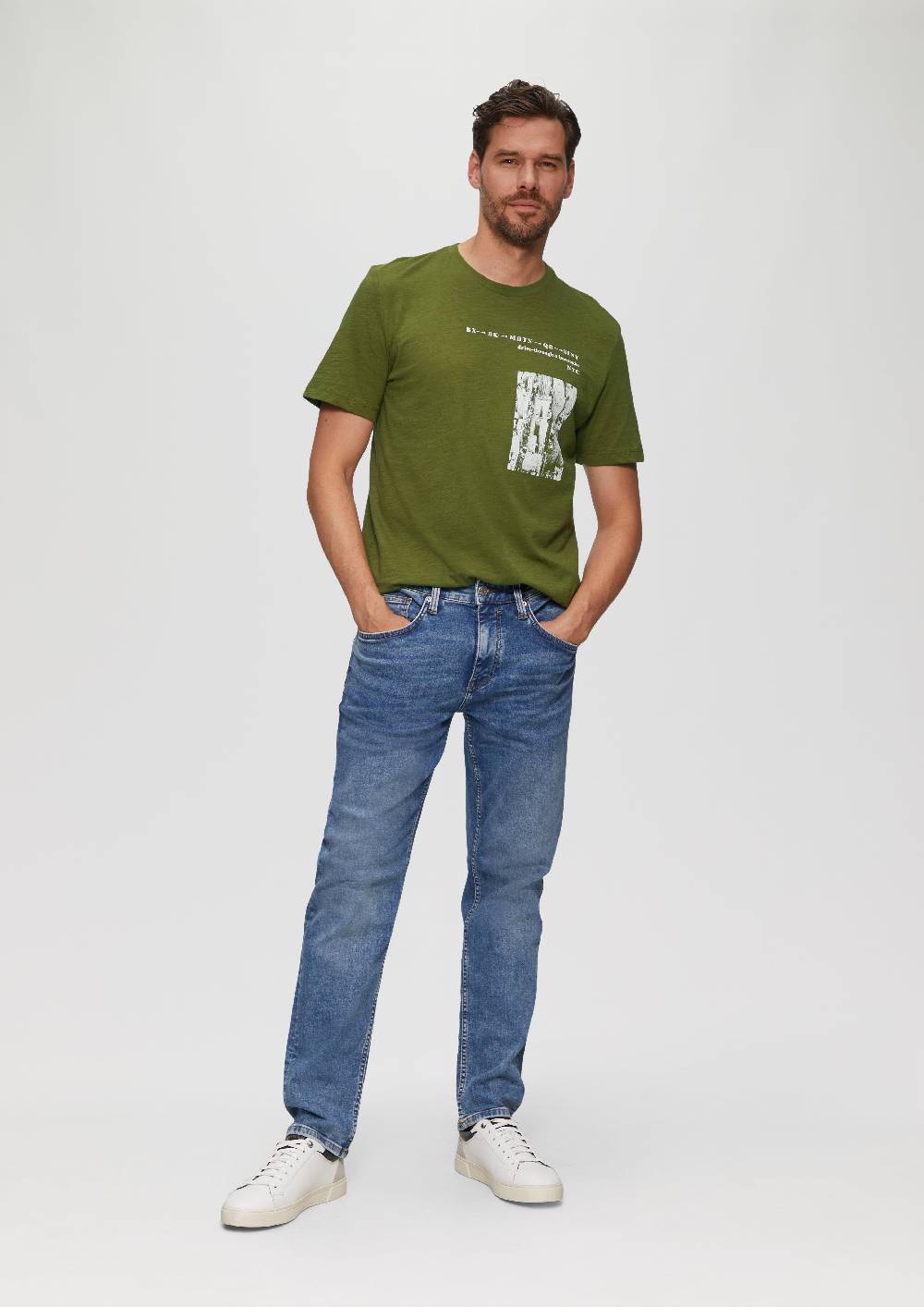 S.Oliver Printshirt aus Baumwolle mit Flammgarnstruktur Tiefpreis