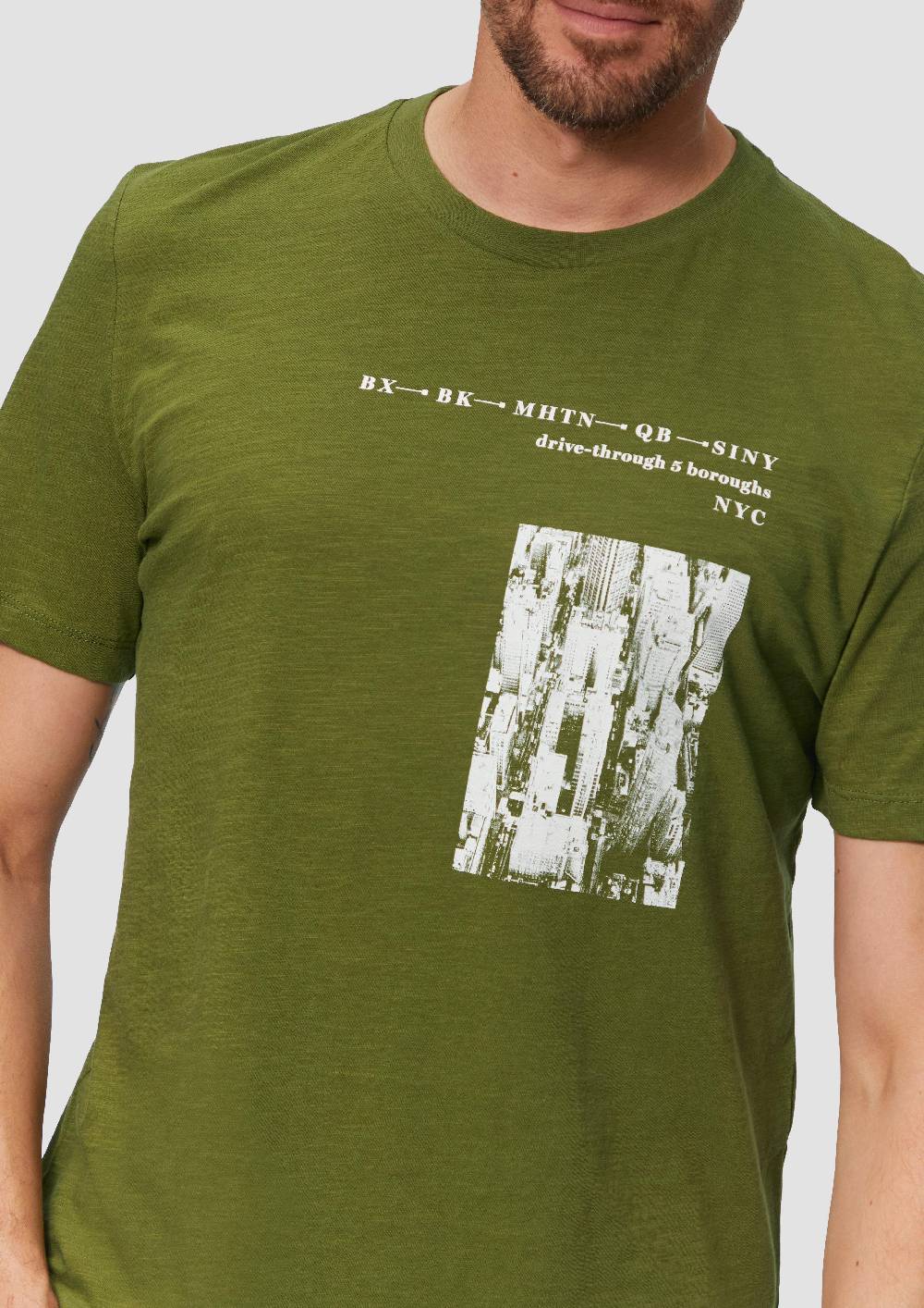 S.Oliver Printshirt aus Baumwolle mit Flammgarnstruktur Tiefpreis