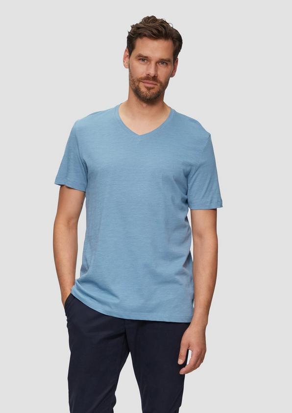 S.Oliver Baumwollshirt mit V-Ausschnitt und Flammgarnstruktur Super Sparpreis