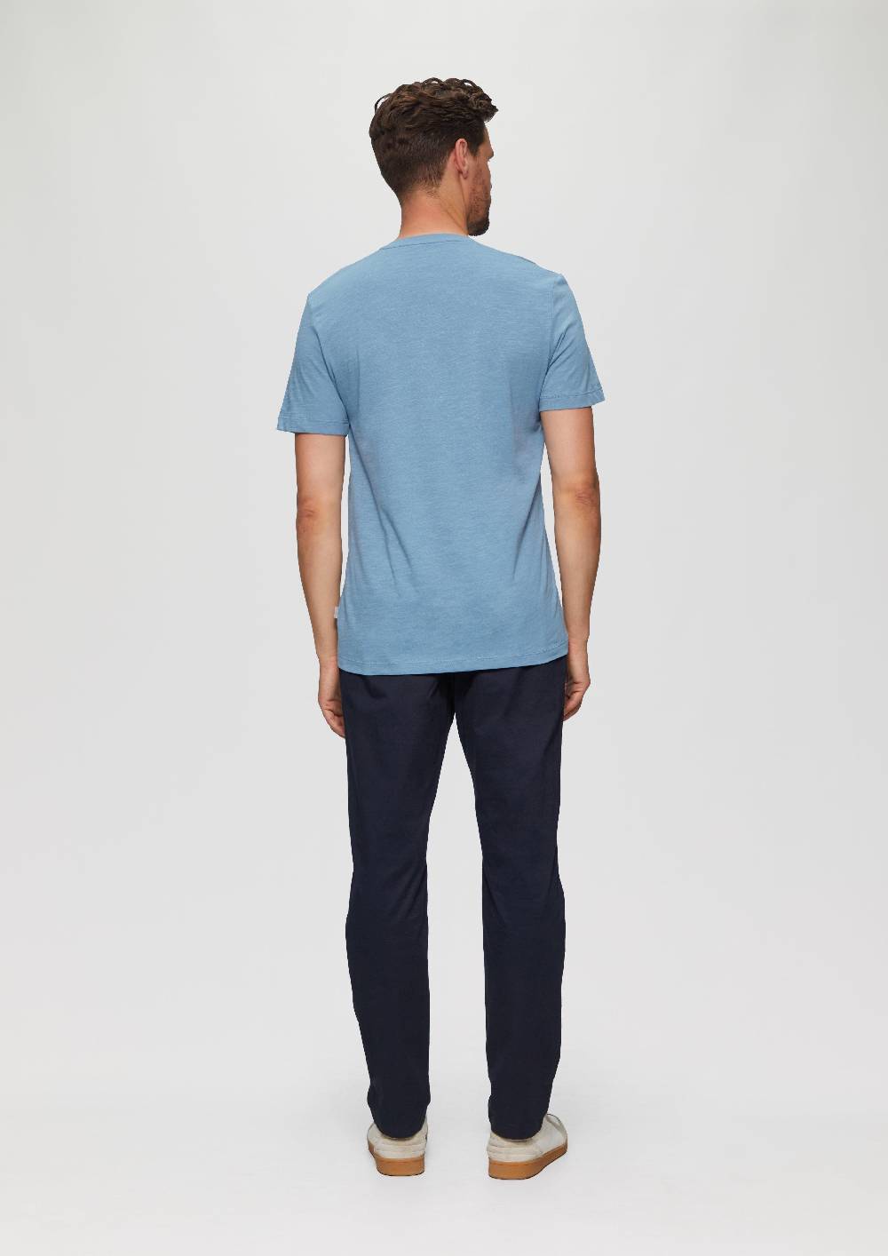 S.Oliver Baumwollshirt mit V-Ausschnitt und Flammgarnstruktur Super Sparpreis