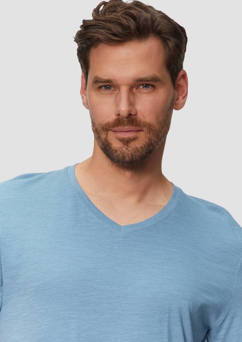 S.Oliver Baumwollshirt mit V-Ausschnitt und Flammgarnstruktur Super Sparpreis