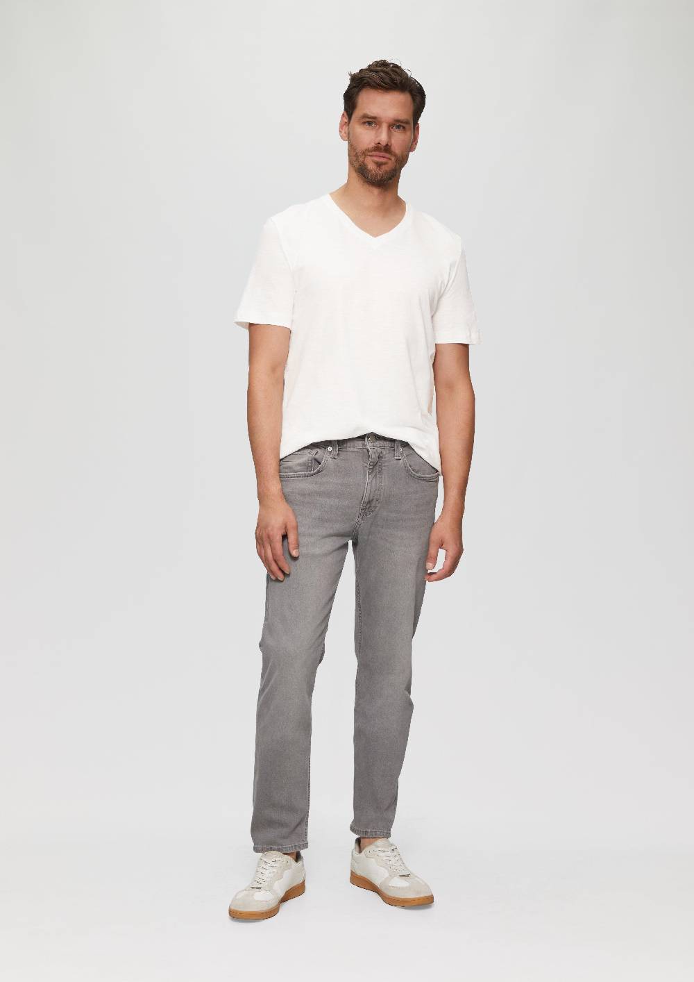 S.Oliver Baumwollshirt mit V-Ausschnitt und Flammgarnstruktur Wochenangebot
