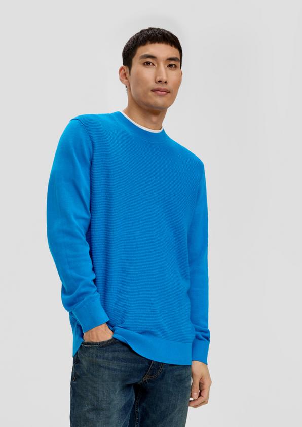 S.Oliver Strickpullover mit Waffelpiqué-Muster zollfrei