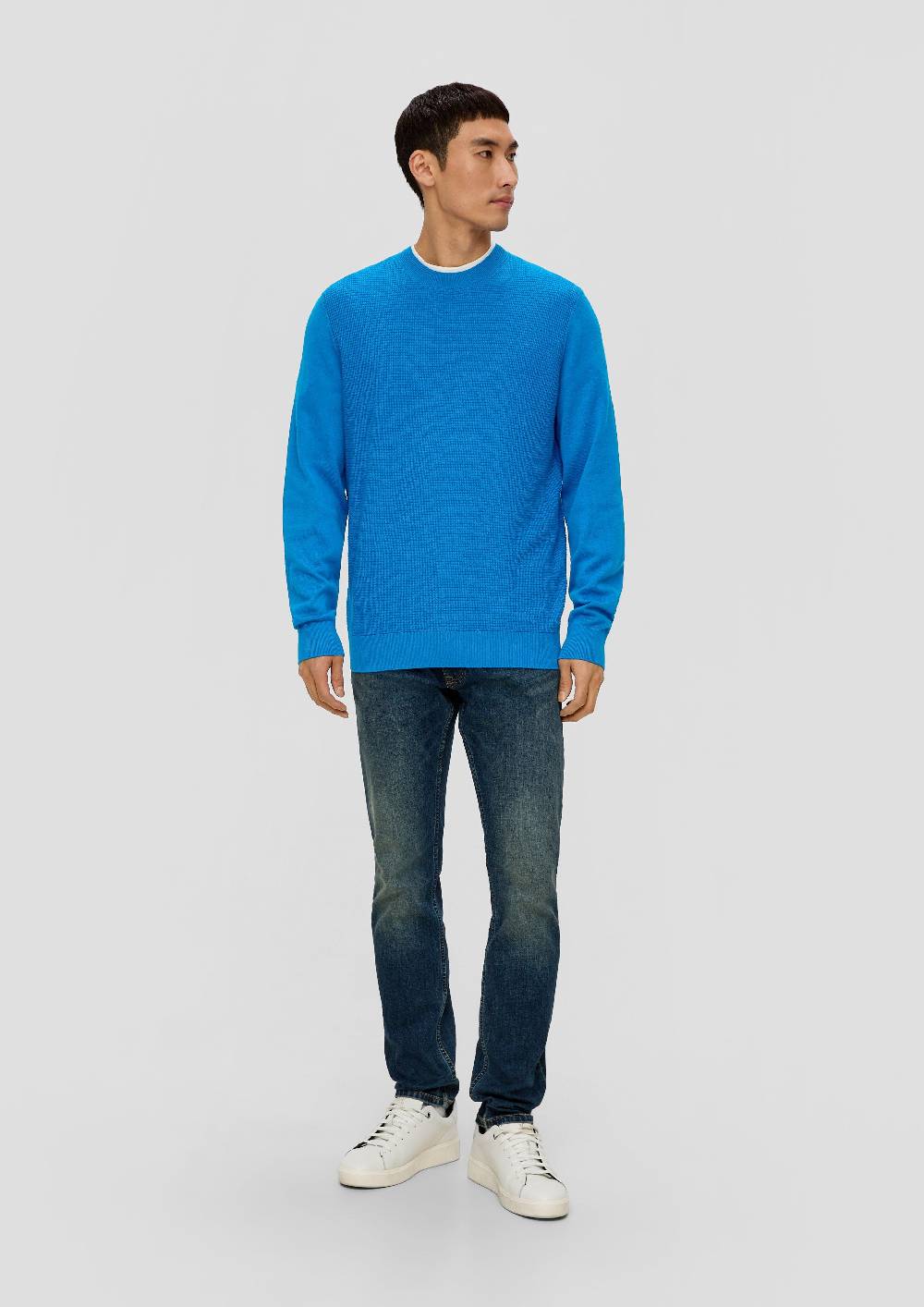S.Oliver Strickpullover mit Waffelpiqué-Muster zollfrei