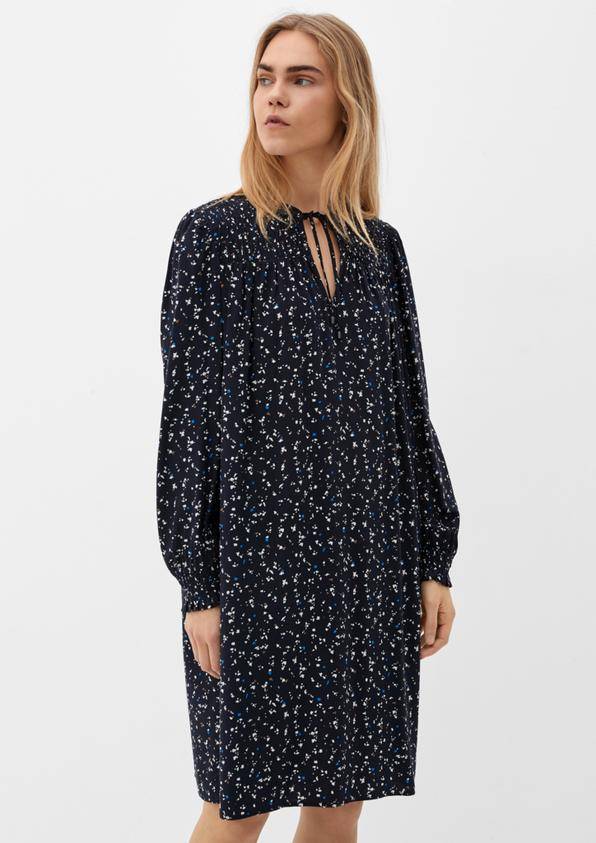S.Oliver Viskosekleid mit Smok-Details Schlussverkauf