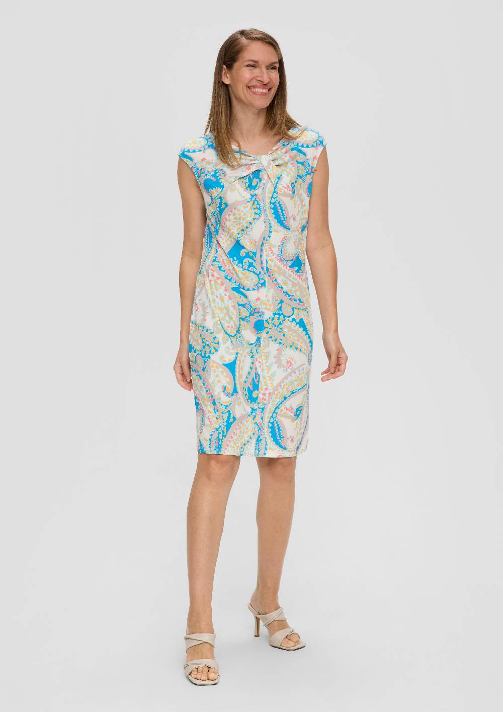 S.Oliver Ärmelloses Kleid mit All-over-Print und Knoten-Detail Fabrikpreis