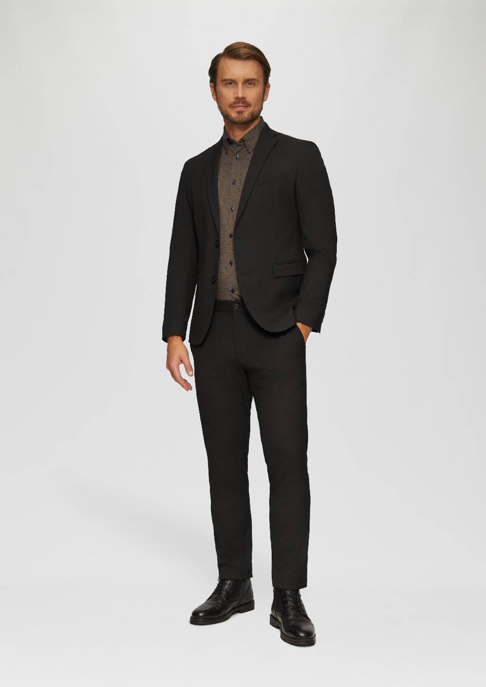S.Oliver Tailored Fit: Hemd mit Hahnentrittmuster Fabrik Onlineshop