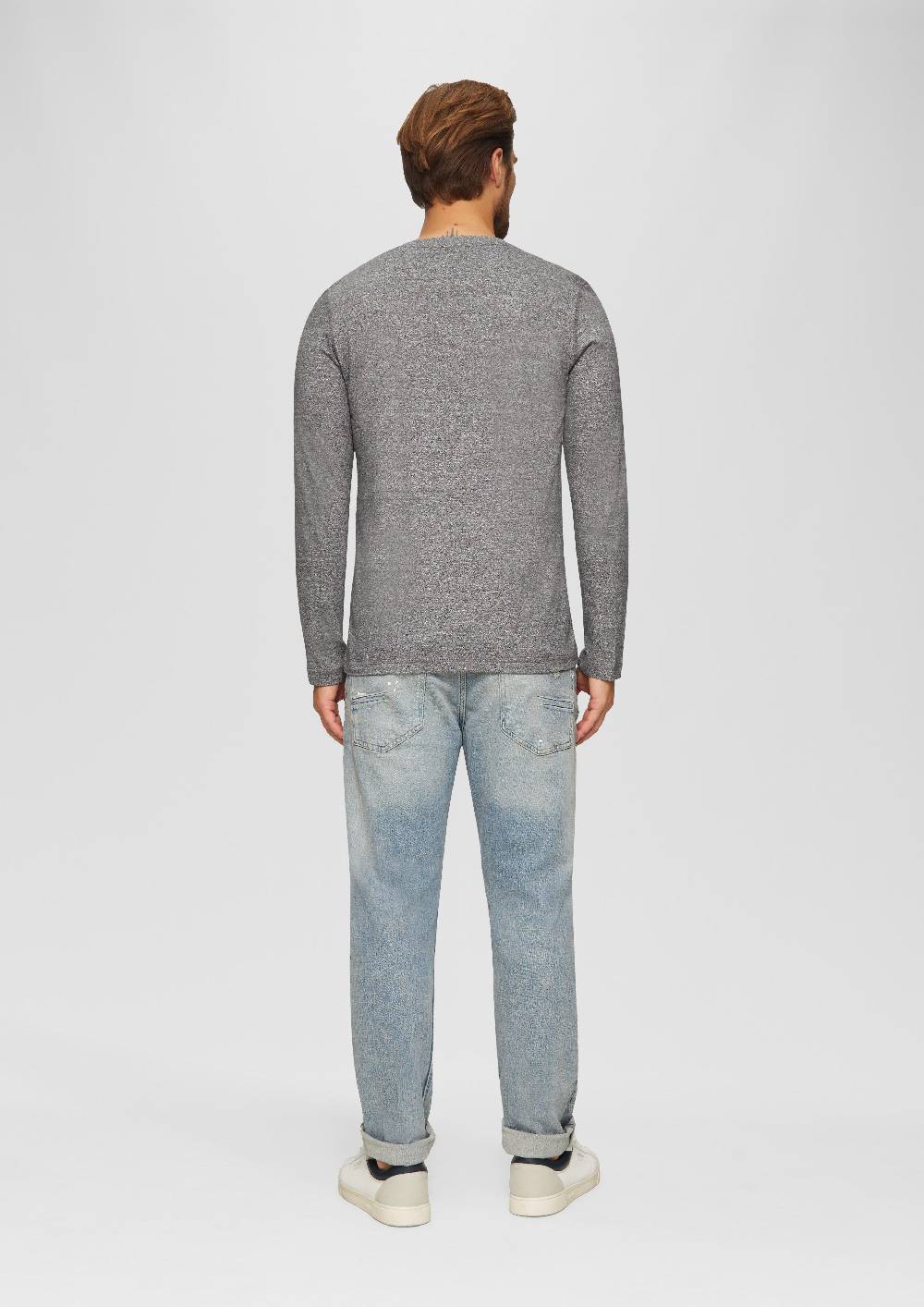 S.Oliver Meliertes Longsleeve mit Henley-Ausschnitt VIP-Rabatte