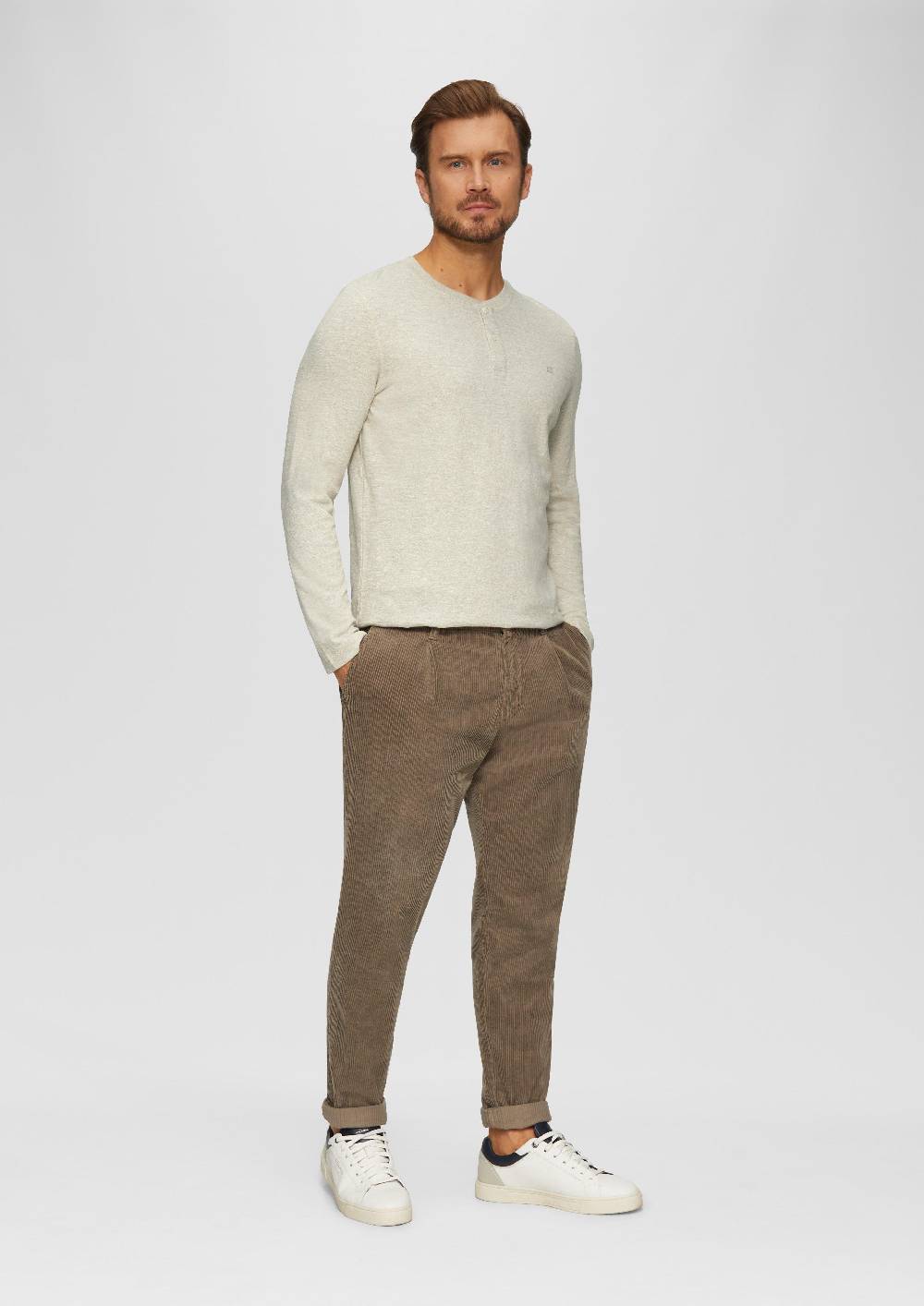 S.Oliver Meliertes Longsleeve mit Henley-Ausschnitt Super Sparpreis