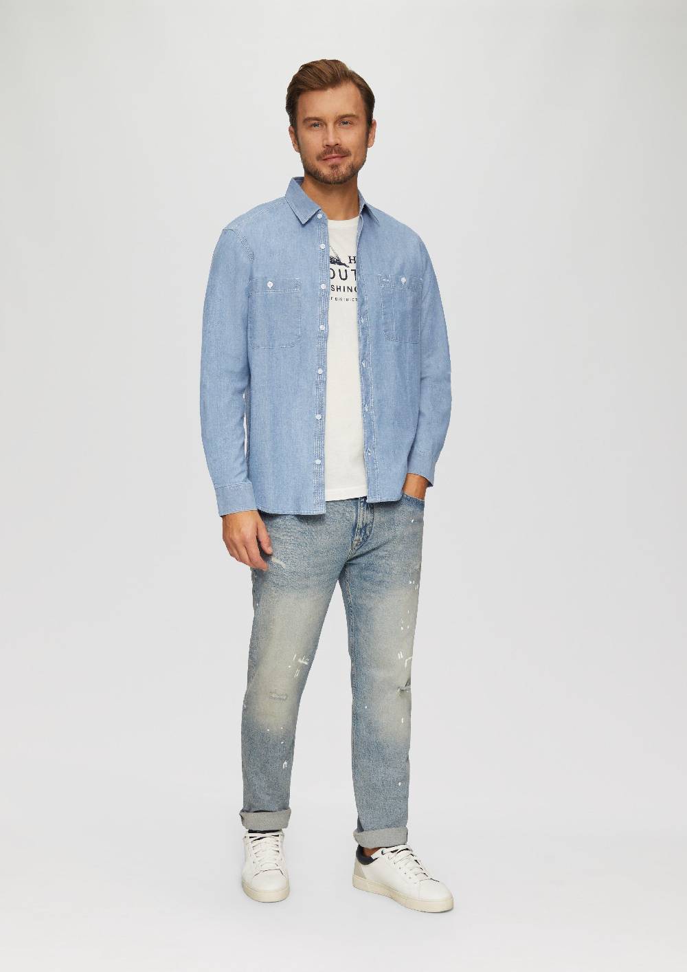 S.Oliver Regular Fit: Baumwollhemd aus Chambray Nur für heute