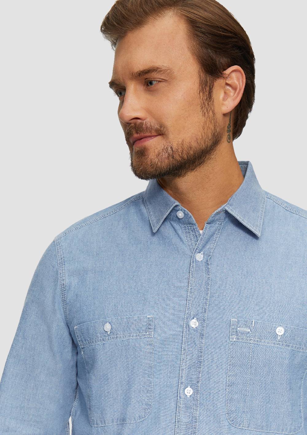S.Oliver Regular Fit: Baumwollhemd aus Chambray Nur für heute