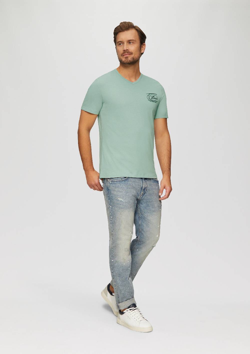 S.Oliver T-Shirt mit Logostickerei Sonderangebot der Fabrik