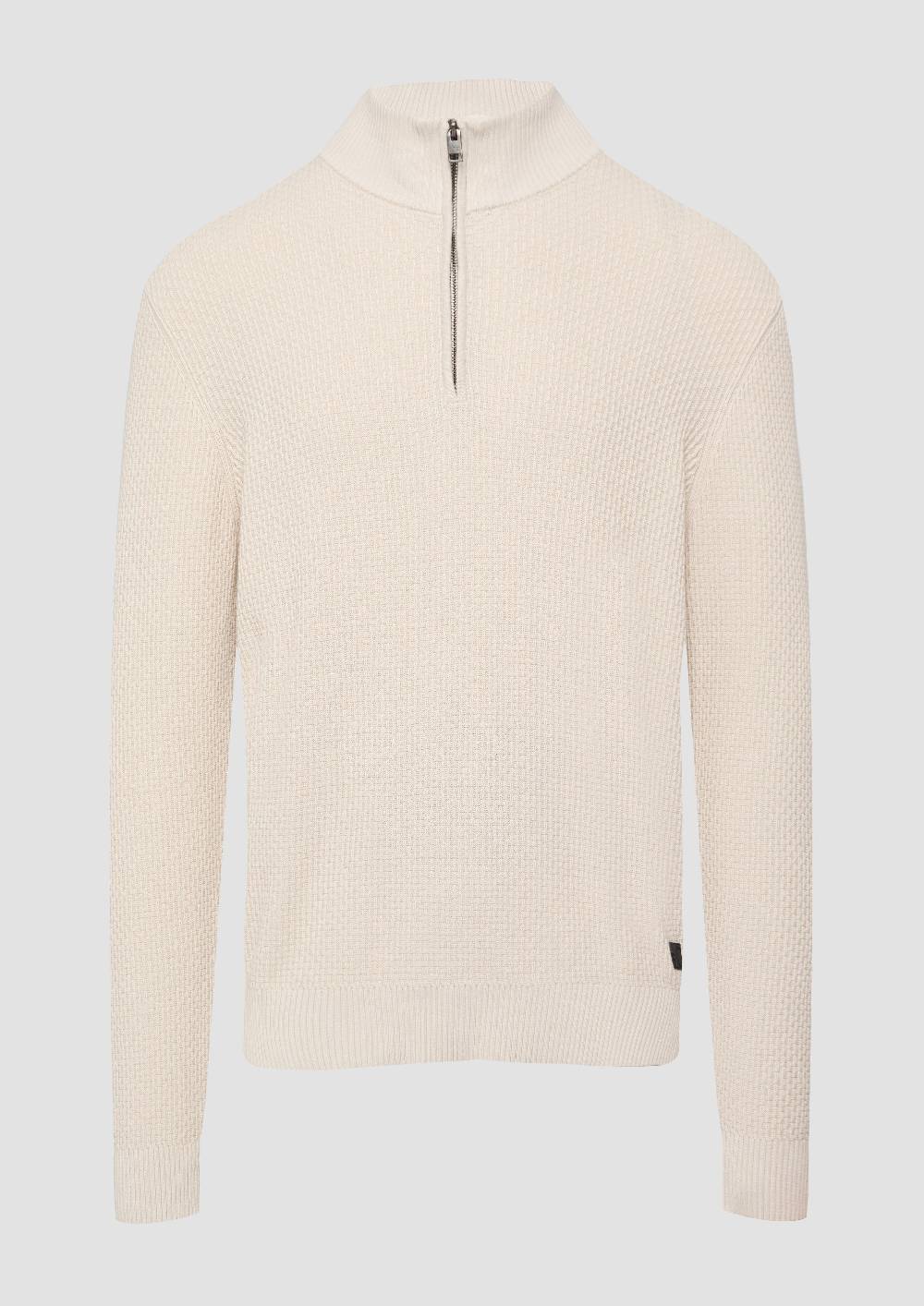 S.Oliver Strukturierter Strickpullover mit Troyerkragen Begrenzt auf 3 Tage