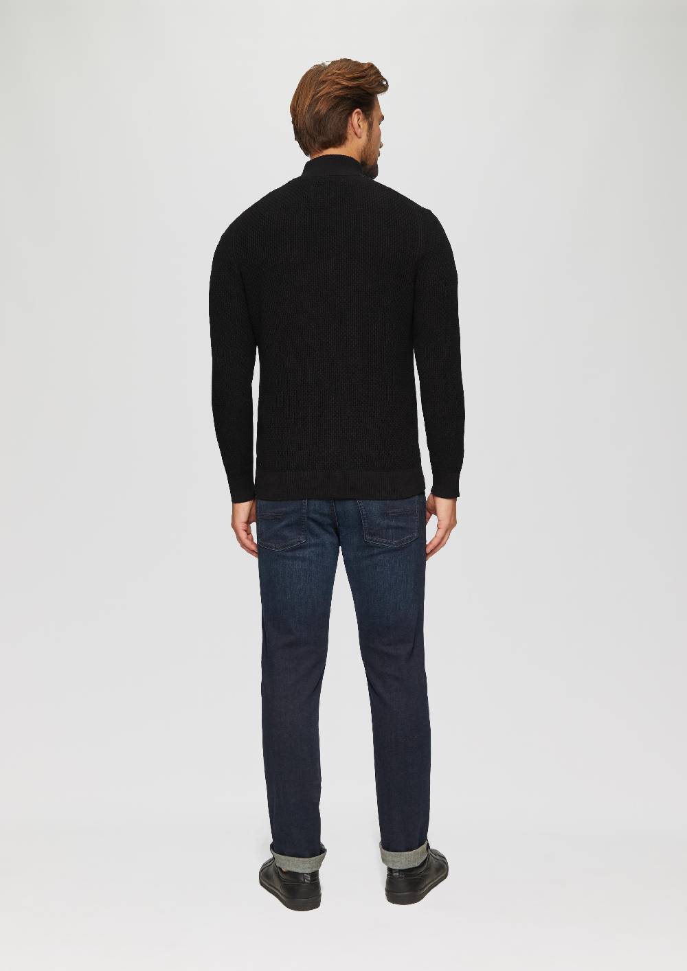 S.Oliver Strukturierter Strickpullover mit Troyerkragen zollfrei