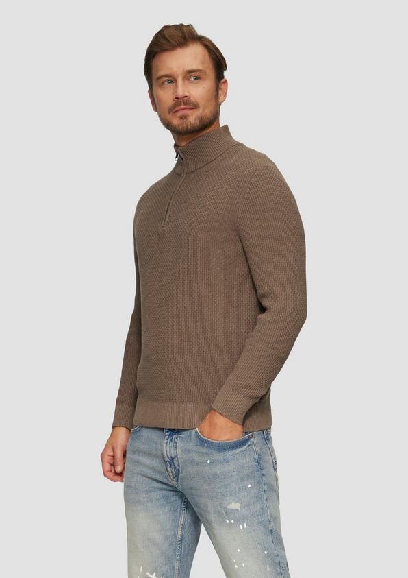 S.Oliver Strukturierter Strickpullover mit Troyerkragen 50% Rabatt für begrenzte Zeit