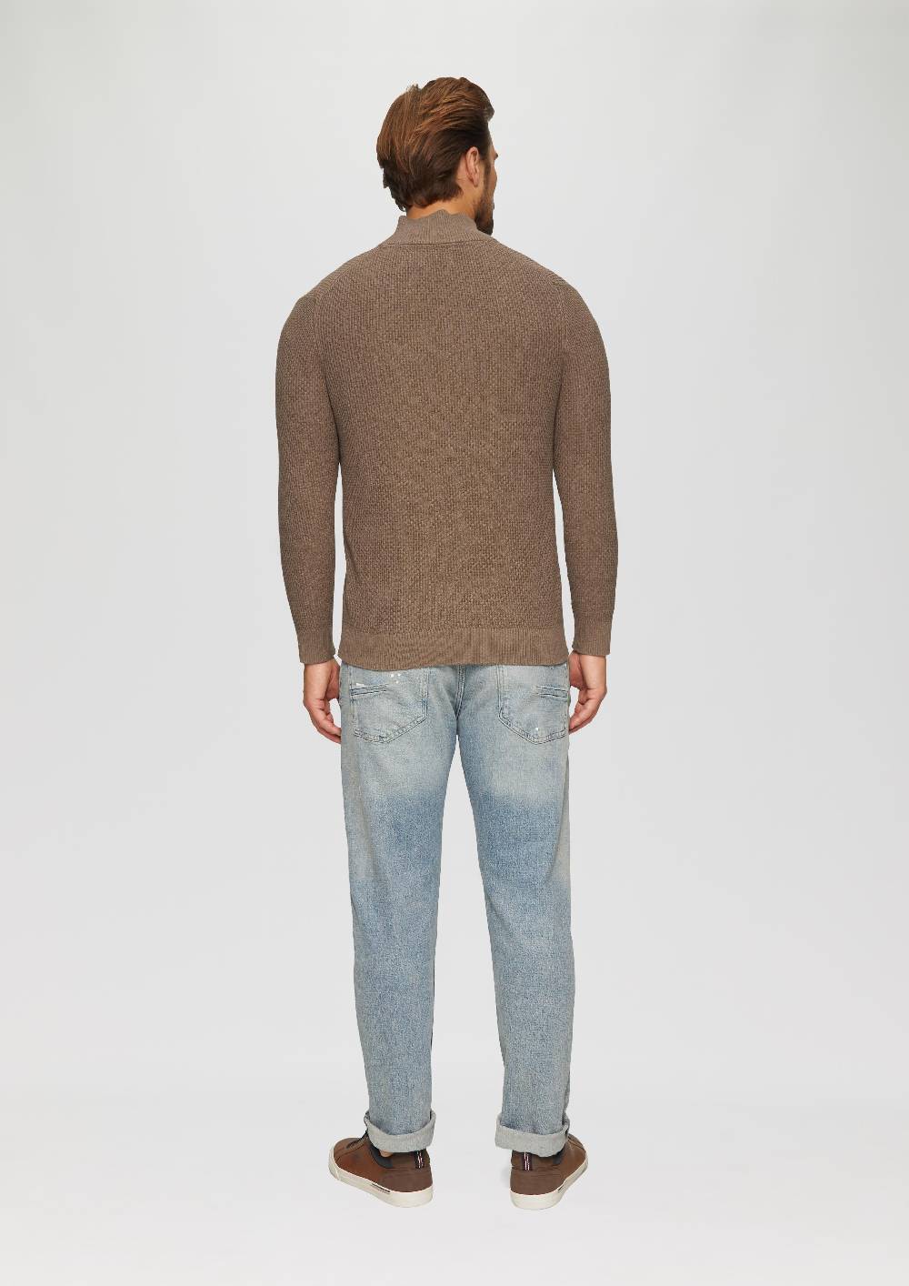 S.Oliver Strukturierter Strickpullover mit Troyerkragen 50% Rabatt für begrenzte Zeit