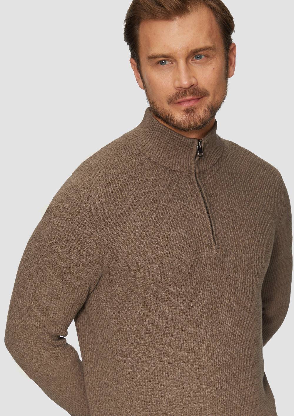 S.Oliver Strukturierter Strickpullover mit Troyerkragen 50% Rabatt für begrenzte Zeit