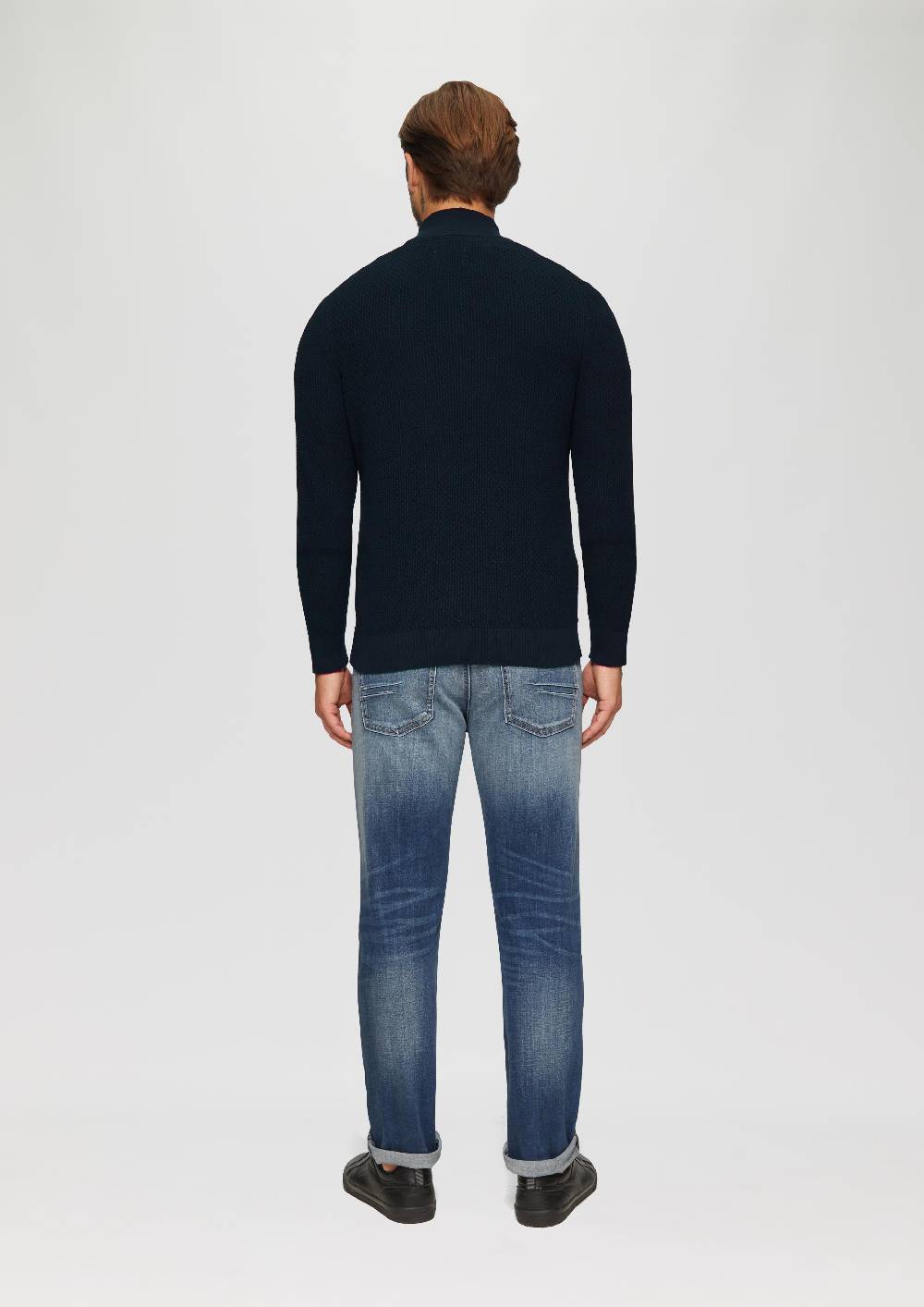 S.Oliver Strukturierter Strickpullover mit Troyerkragen Rabatte dieses Monats