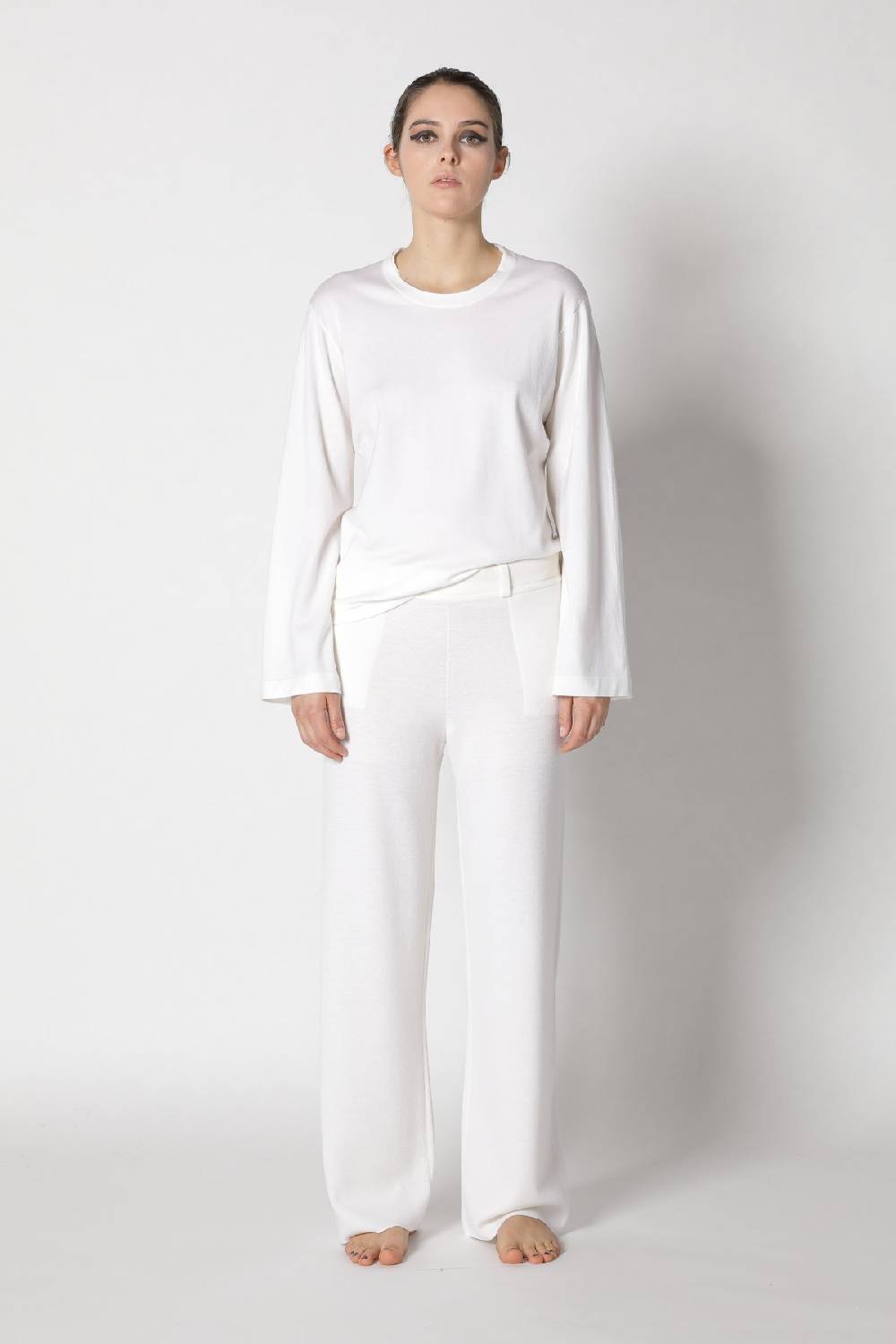 Sminfinity stretchy crewneck + milano palazzo pants + contrast mouliné scarf Begrenzte Freigabe