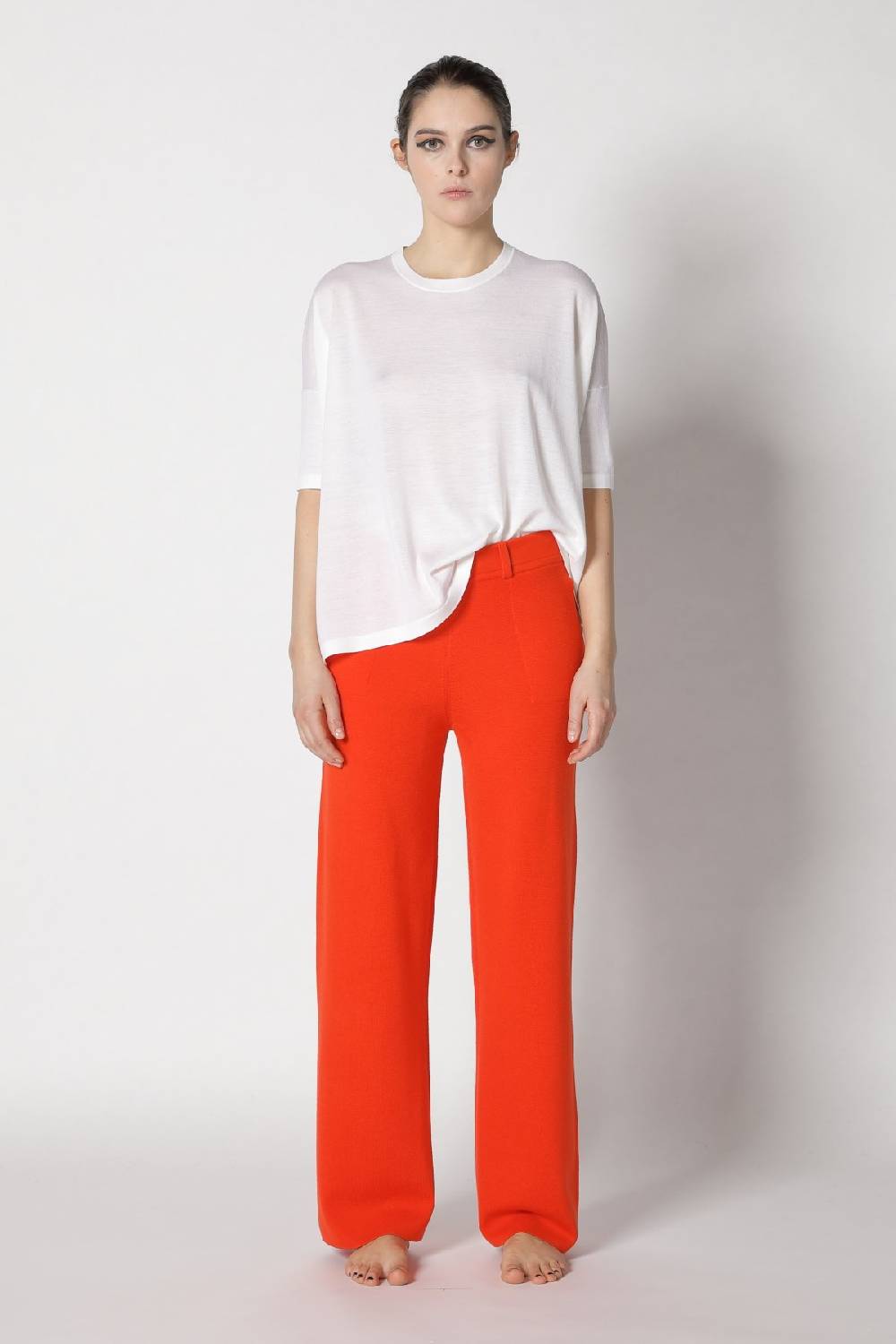 Sminfinity flowing cape jumper + milano palazzo pants + contrast mouliné scarf Nur für heute