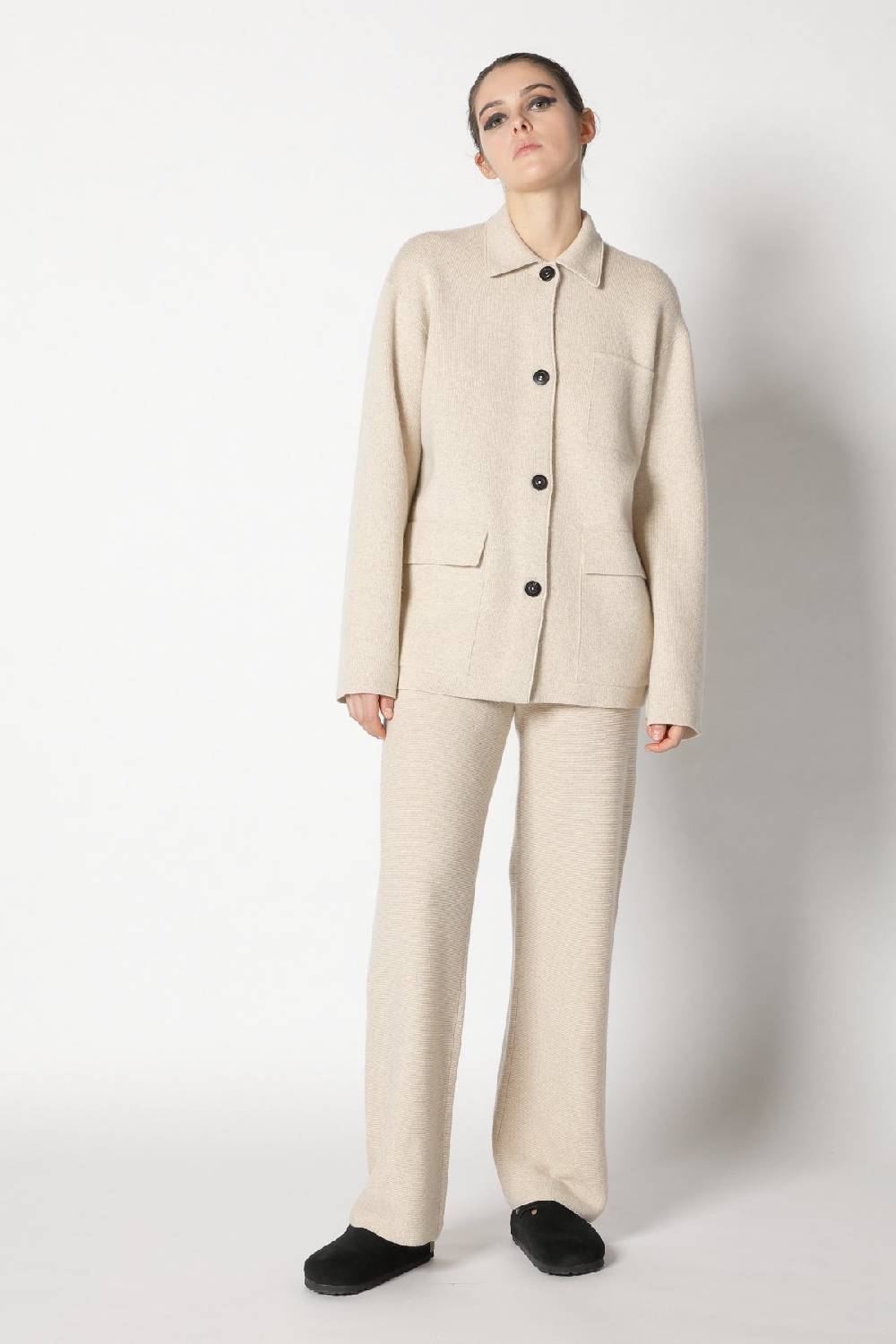 Sminfinity doubleface shirtjacket + garter palazzo pants + garter triangle Outlet