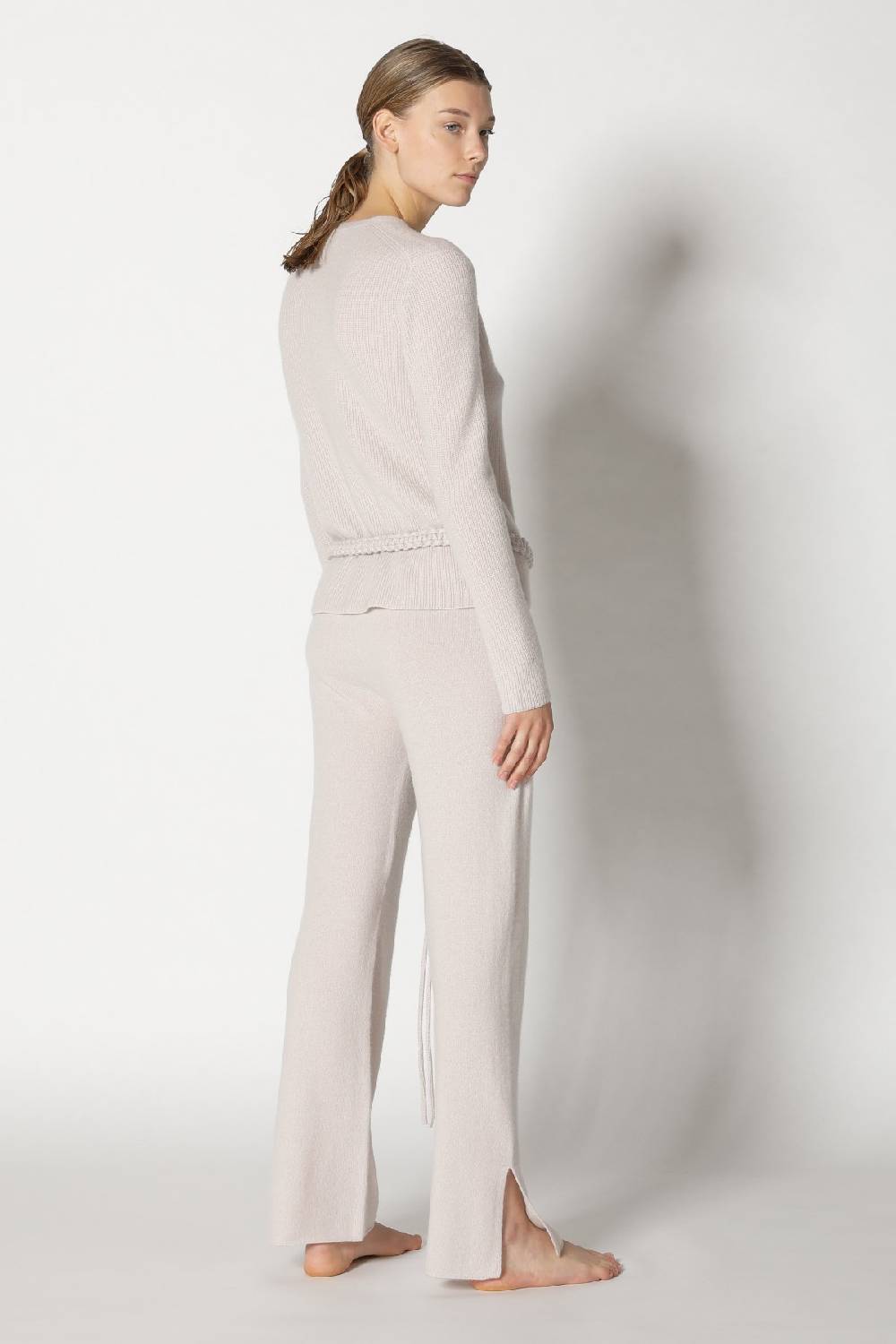 Sminfinity pure fitted rib V neck + pure slitted pants + hang loose ring belt Blitzverkäufe