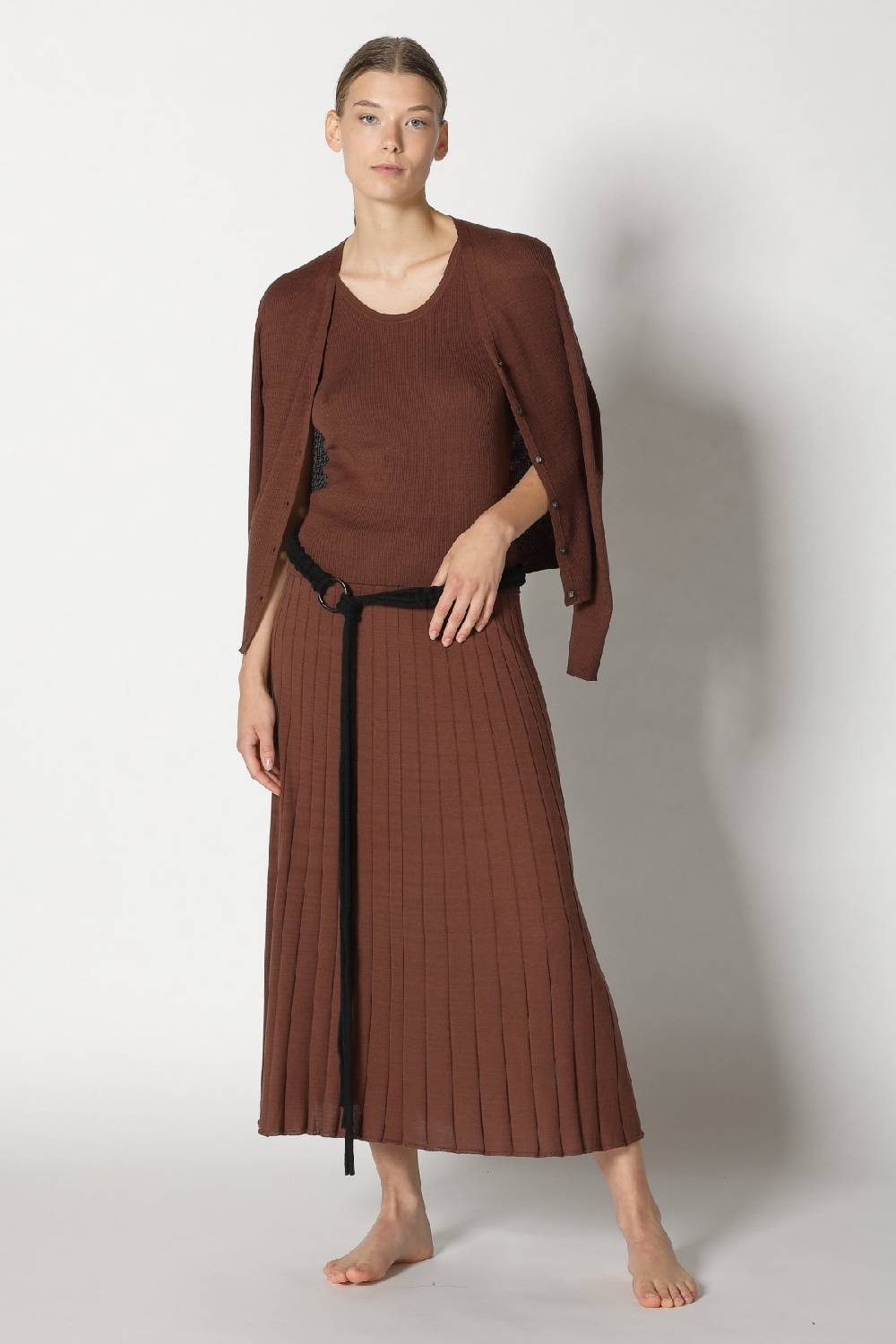 Sminfinity silky rib cardy + silky rib tank top + silky sun rib skirt + hang loose ring belt Sonderangebot