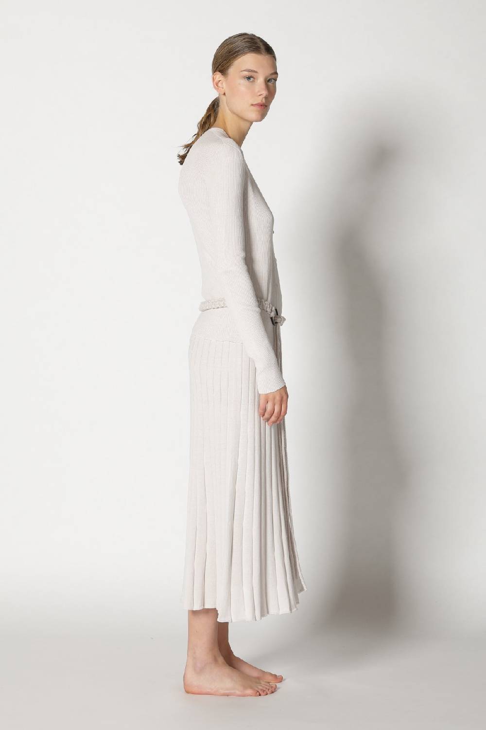 Sminfinity silky rib cardy + silky rib tank top + silky sun rib skirt + hang loose ring belt Online Outlet