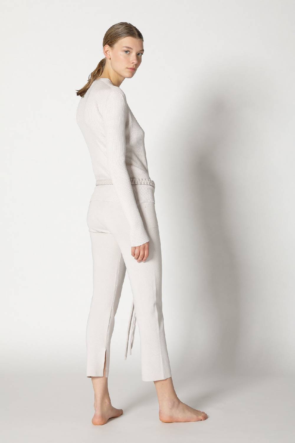 Sminfinity silky rib cardy + silky rib vest + silky cropped pants + hang loose ring belt Exklusive Angebote