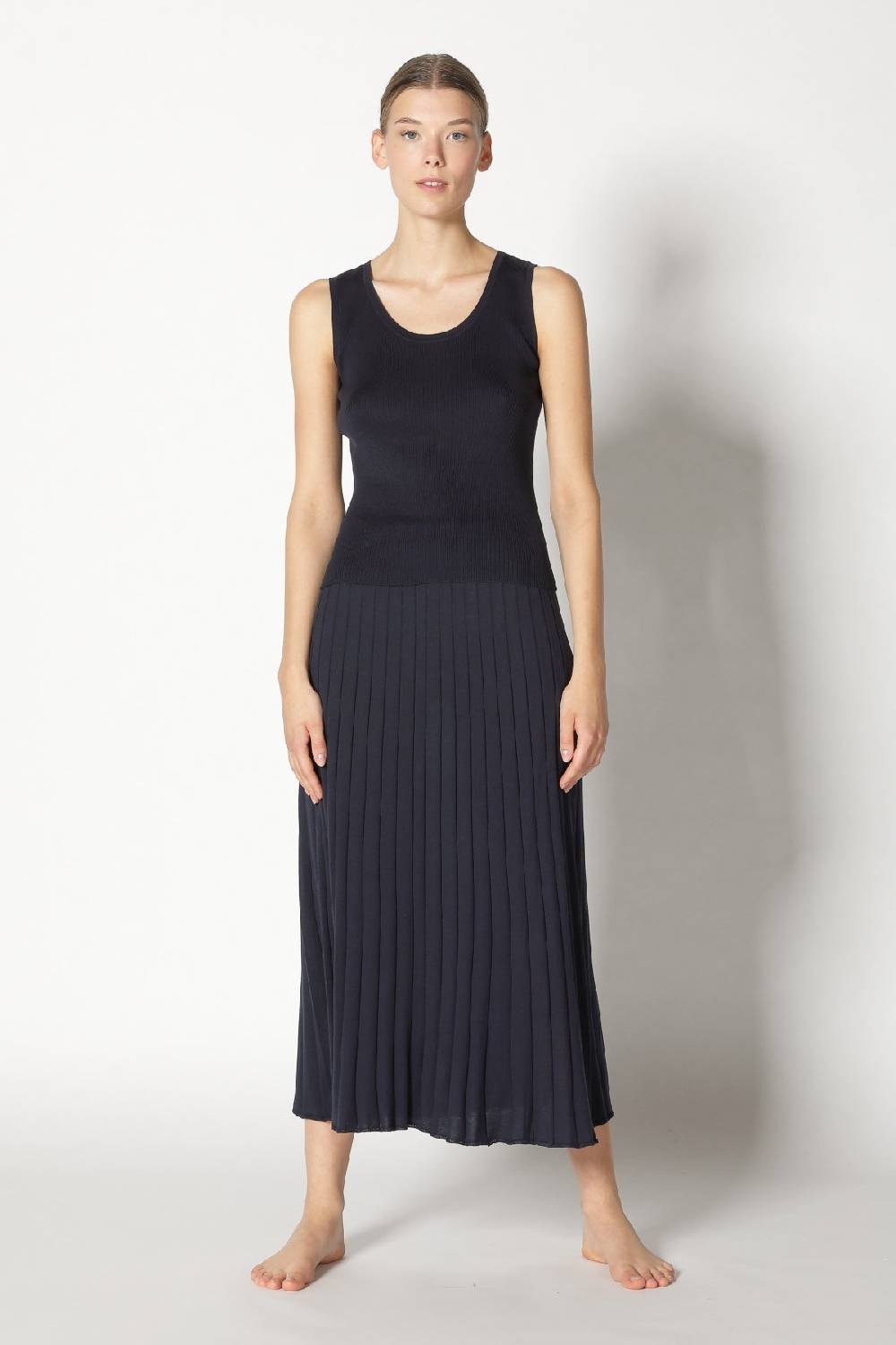 Sminfinity silky rib tank top + silky sun rib skirt + hang loose ring belt handmade makrame Bestseller