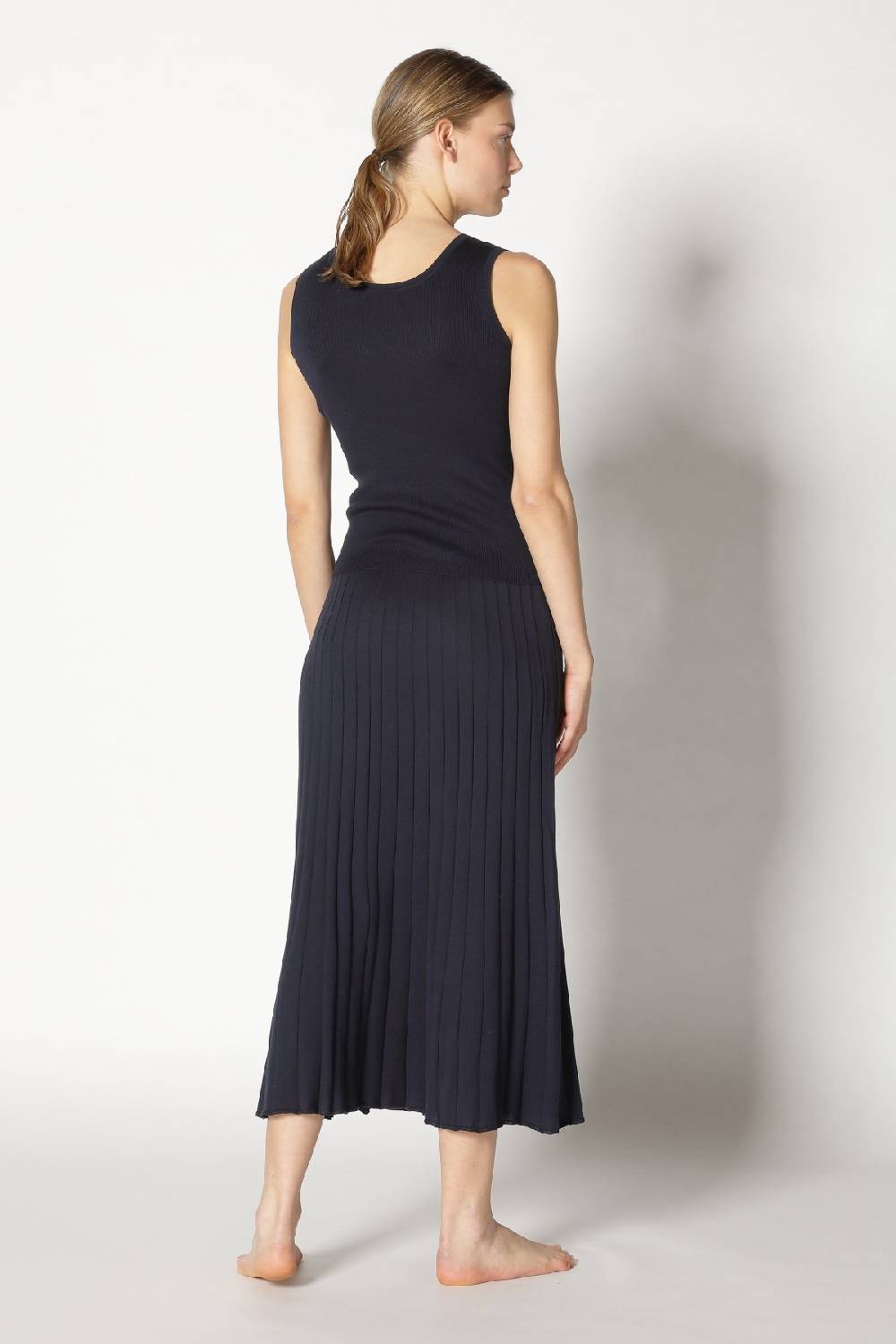 Sminfinity silky rib tank top + silky sun rib skirt + hang loose ring belt handmade makrame Bestseller