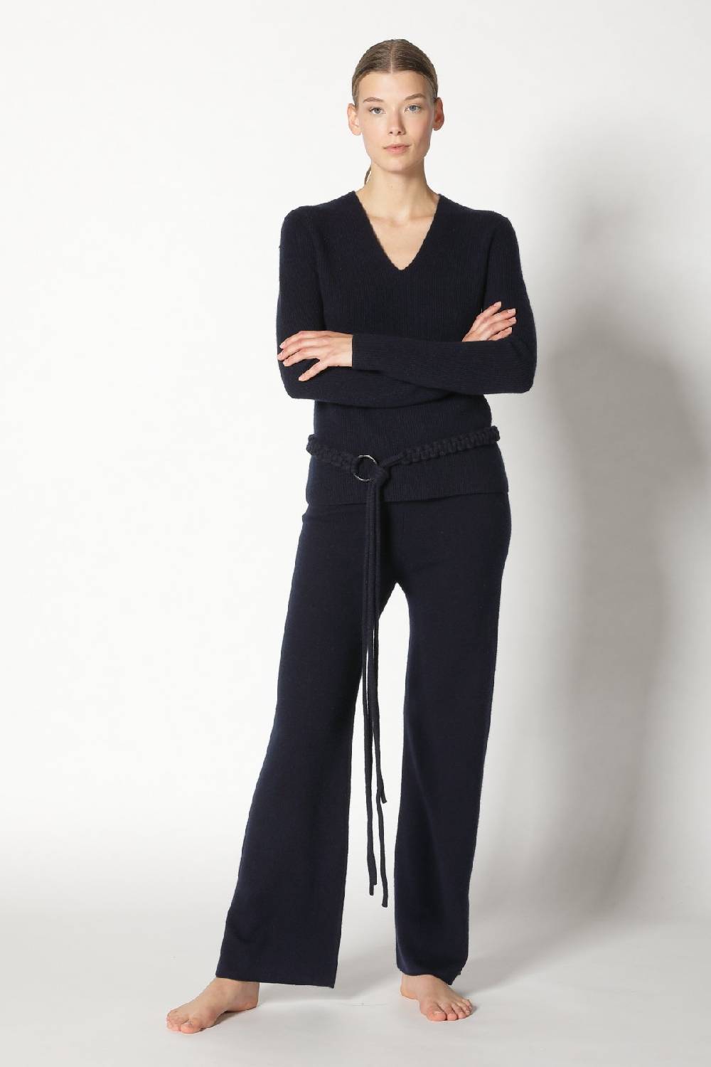 Sminfinity pure fitted V neck + pure slitted pants + hang loose ring belt Riesige Ersparnisse
