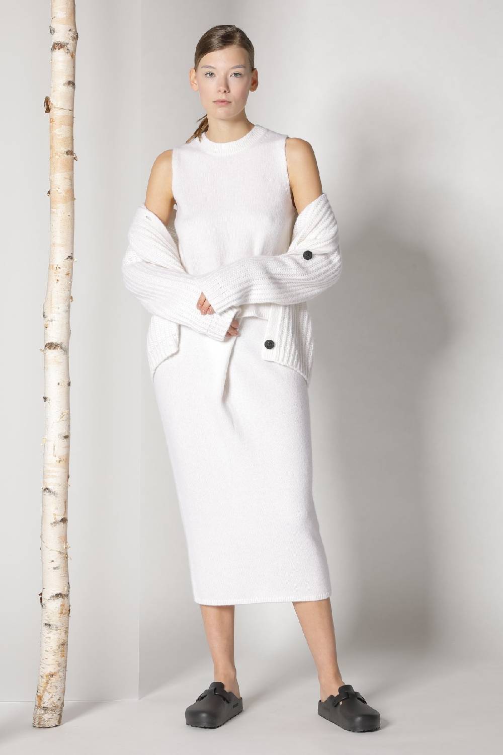 Sminfinity blurry ribbed cardigan + blurry crew top + blurry tulip skirt Bis zu 50% Rabatt
